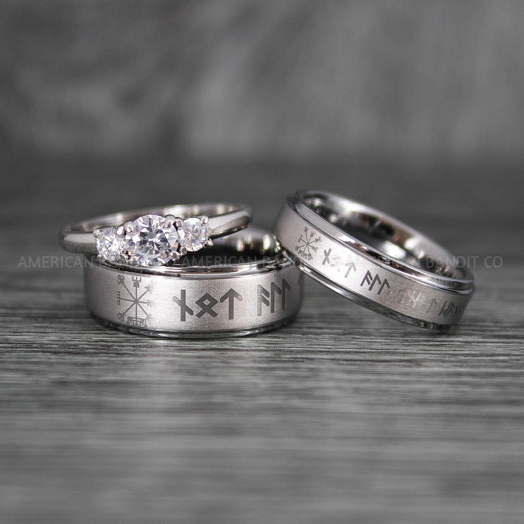IMG_7086 Viking Rings, Vegvísir Rings, Vikings Jewelry, Norsemen Rings, Nordic Runes Rings, Vikings Wedding Rings, Vikings Wedding Bands, Runes Wedding Rings, Nordic Rings - Image 1