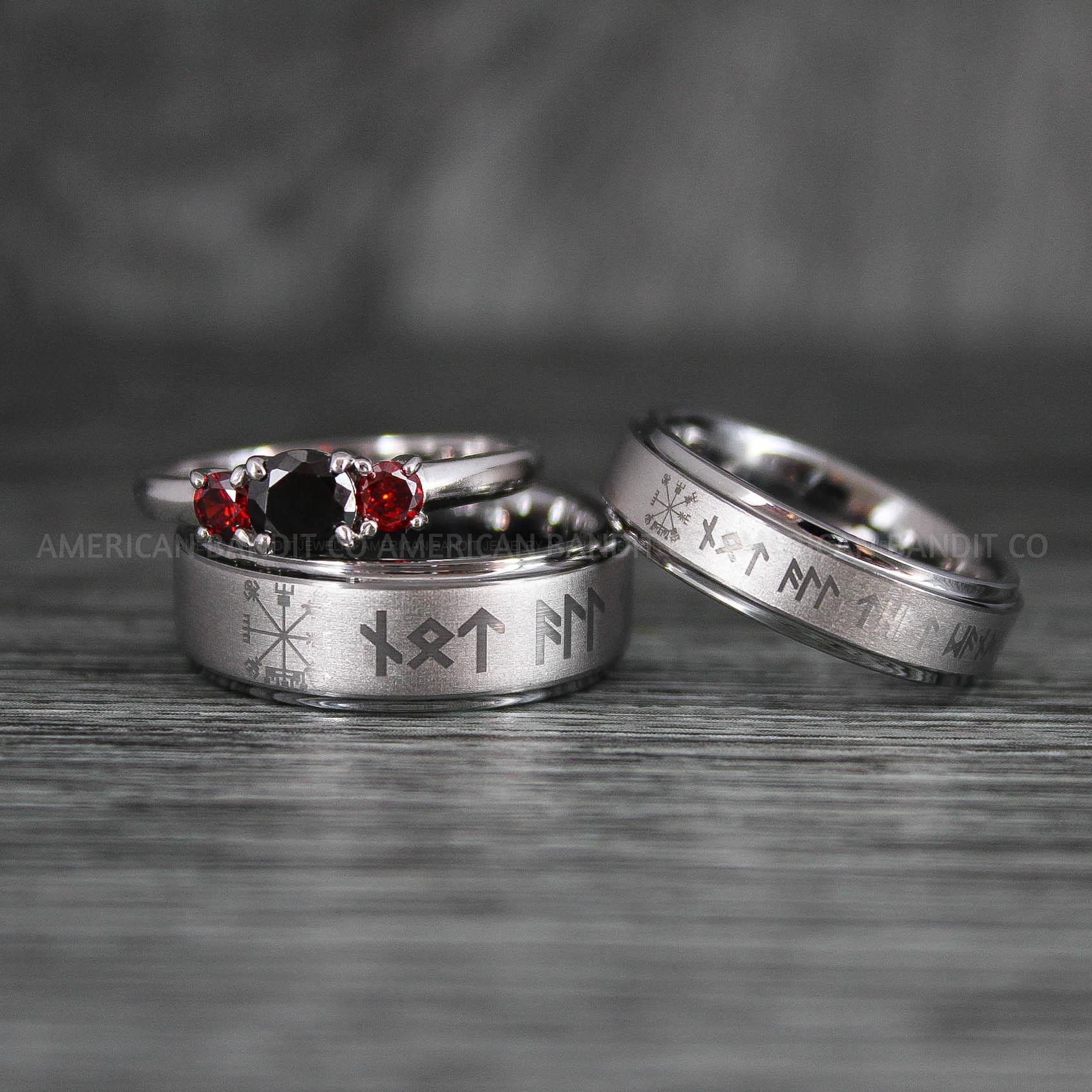 IMG_7089 Viking Rings, Vegvísir Rings, Vikings Jewelry, Norsemen Rings, Nordic Runes Rings, Vikings Wedding Rings, Vikings Wedding Bands, Runes Wedding Rings, Nordic Rings - Image 1