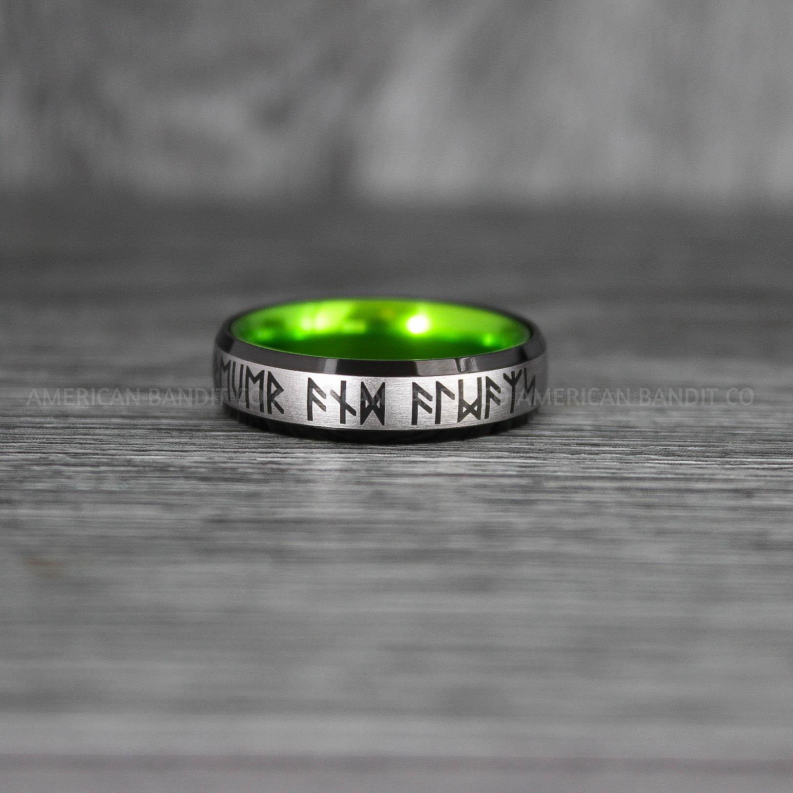 IMG_7121 Til Valhalla Rings, Viking Rings, Runes Rings, Vegvísir Ring, Nordic Rings, Norsemen Rings, Nordic Runes Rings, Black Tungsten Bands - Image 1