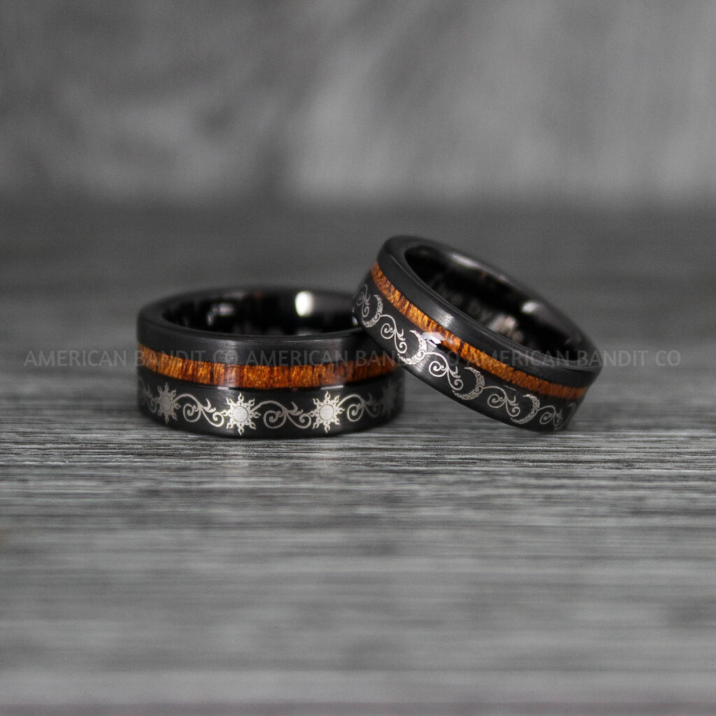 Themed Rings Matching Sun and Moon Rings, Sun and Moon Wedding Rings, Sun and Moon Wedding ...