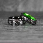 Til Valhalla Rings, Viking Rings, Runes Rings, Valknut Rings, Nordic Rings, Norsemen Rings, Nordic Runes Rings, Black Tungsten Bands