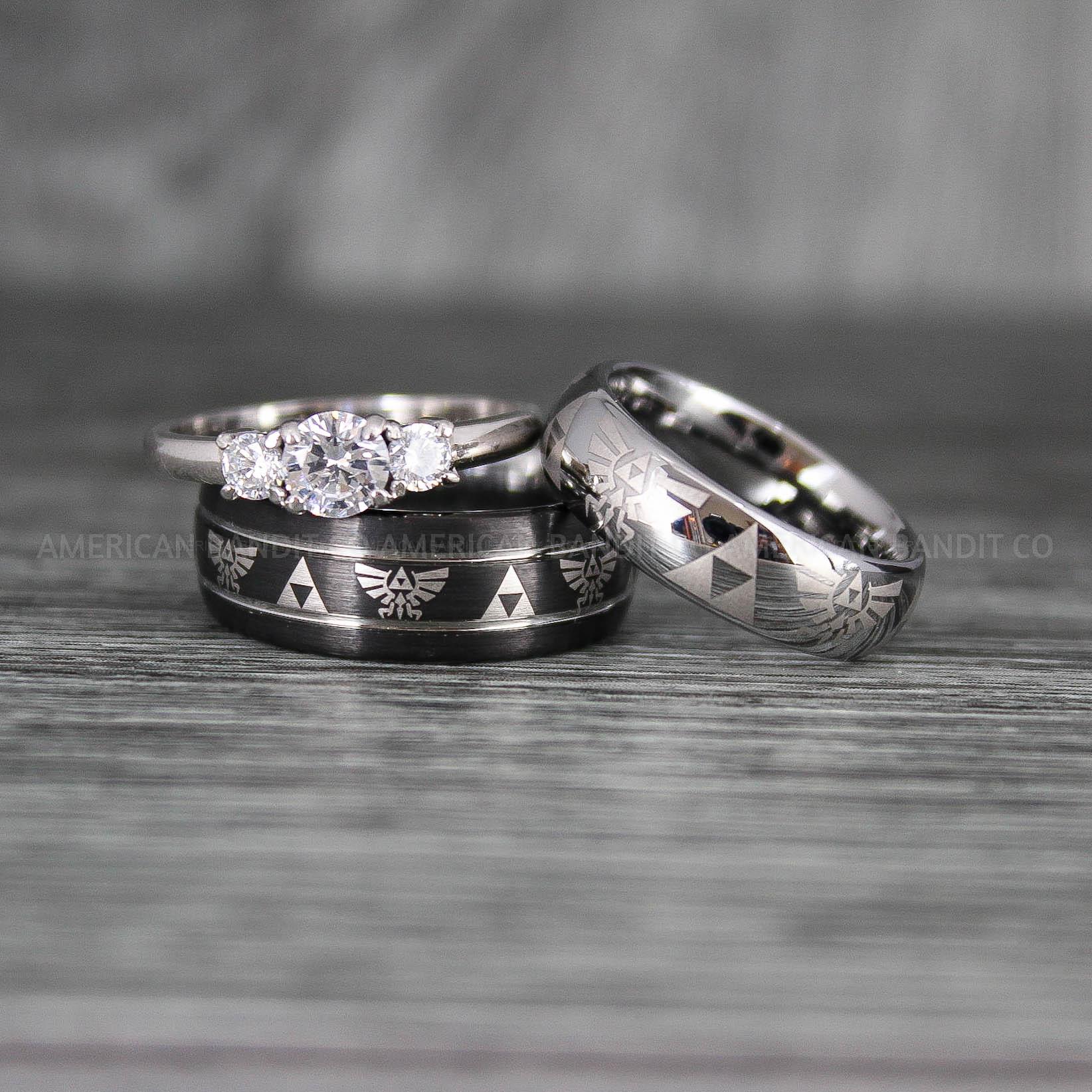 IMG_7152 Zelda Rings, Zelda Wedding Rings, Gamer Rings, Gamer Jewelry, Zelda Wedding Bands, Gamer Wedding Rings, Silver Wedding Rings - Image 1