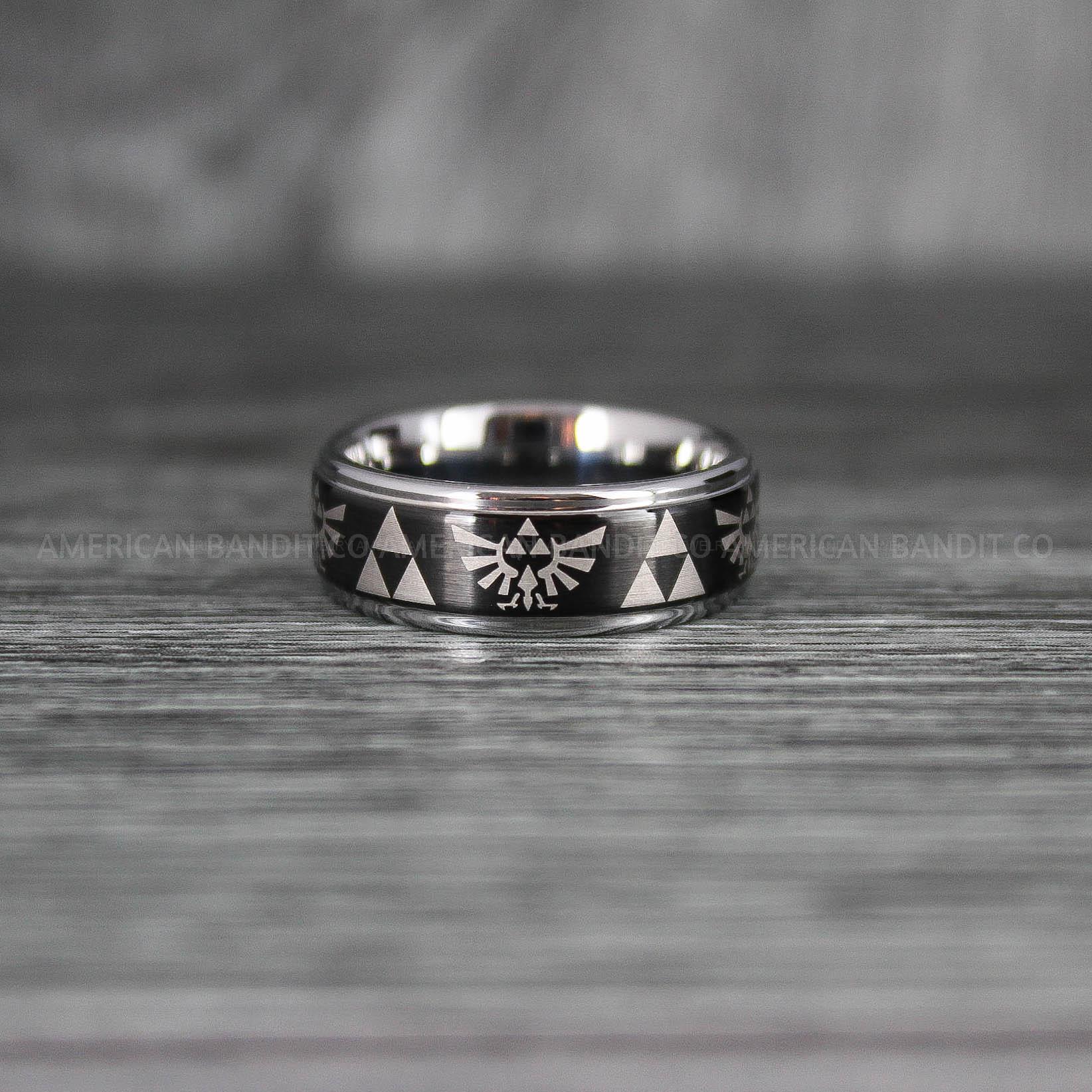 IMG_7154 Zelda Rings, Zelda Wedding Rings, Gamer Rings, Gamer Jewelry, Zelda Wedding Bands, Gamer Wedding Rings, Black Wedding Rings - Image 1