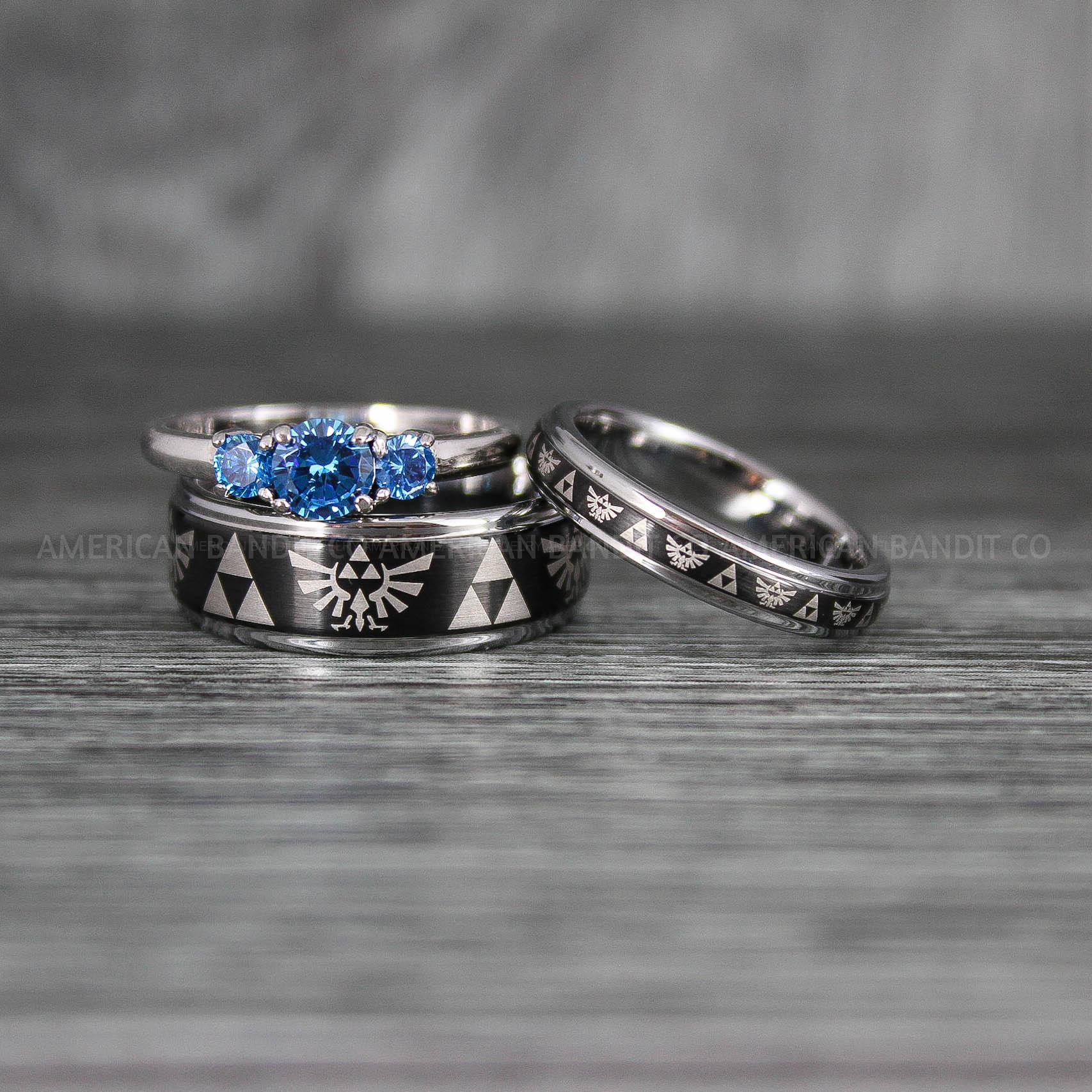 IMG_7162 Zelda Rings, Zelda Wedding Rings, Gamer Rings, Gamer Jewelry, Zelda Wedding Bands, Gamer Wedding Rings, Black Wedding Rings - Image 1