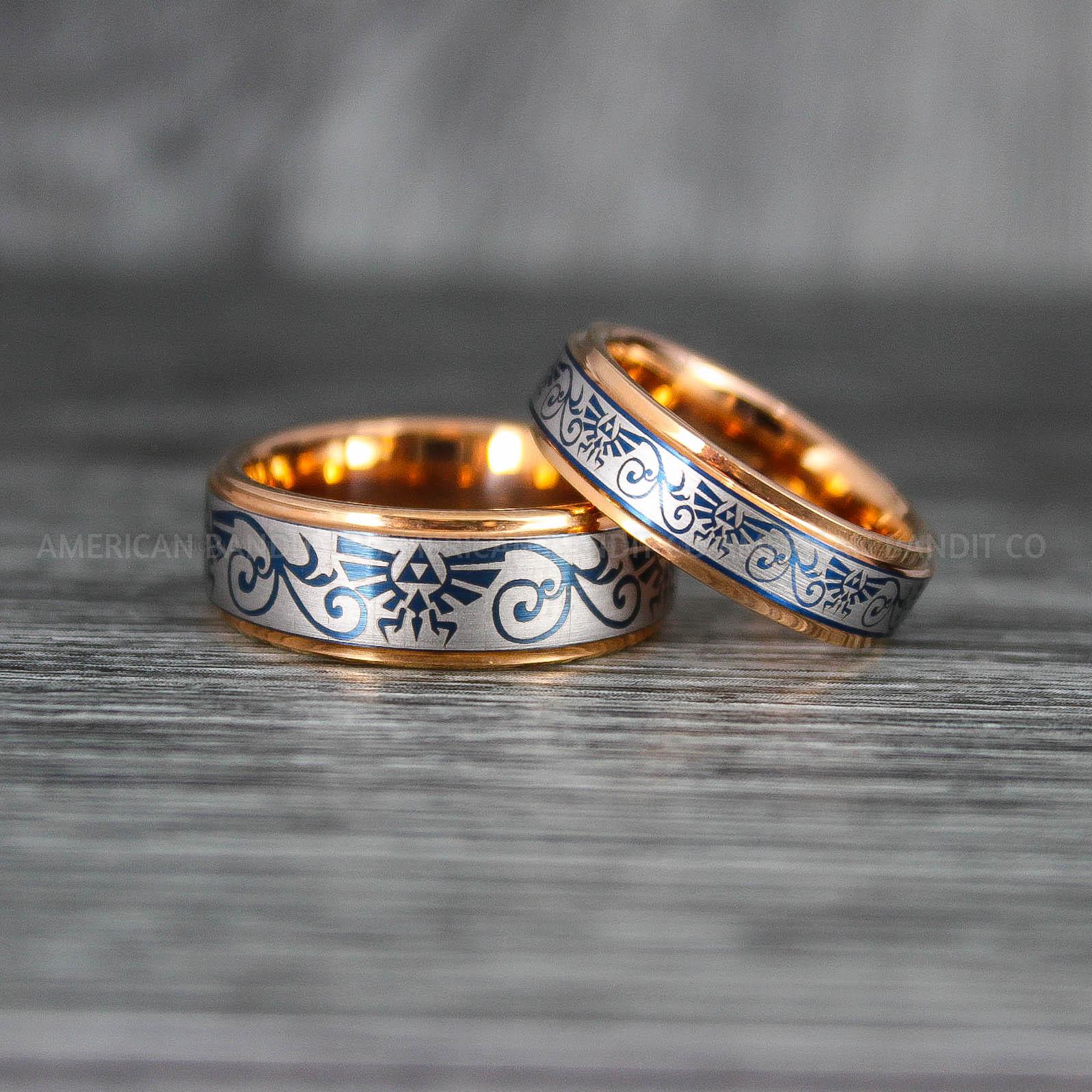 IMG_7168 Zelda Rings, Zelda Wedding Rings, Gamer Rings, Gamer Jewelry, Zelda Wedding Bands, Gamer Wedding Rings, Rose Gold Wedding Rings - Image 1