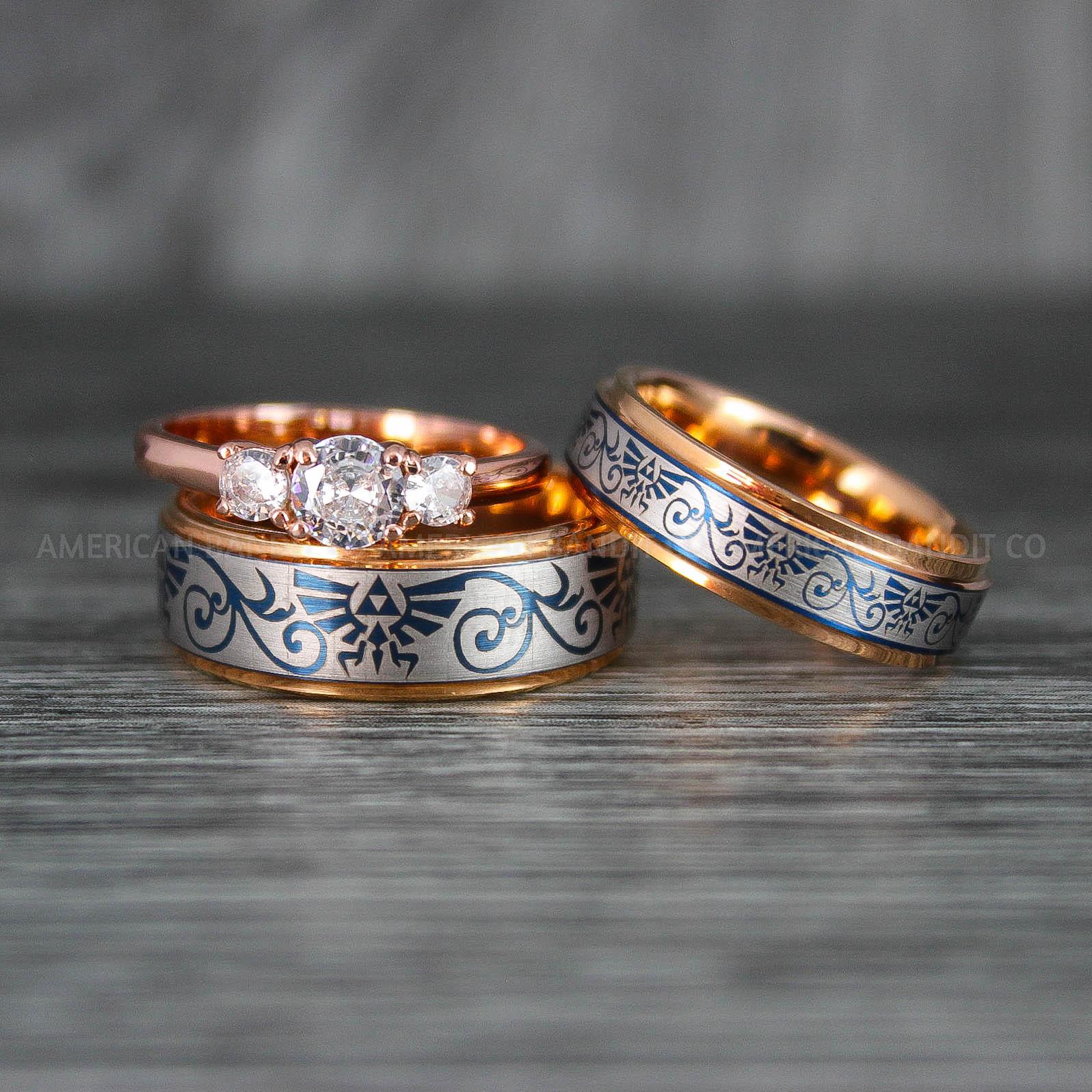 IMG_7172 Zelda Rings, Zelda Wedding Rings, Gamer Rings, Gamer Jewelry, Zelda Wedding Bands, Gamer Wedding Rings, Rose Gold Wedding Rings - Image 1