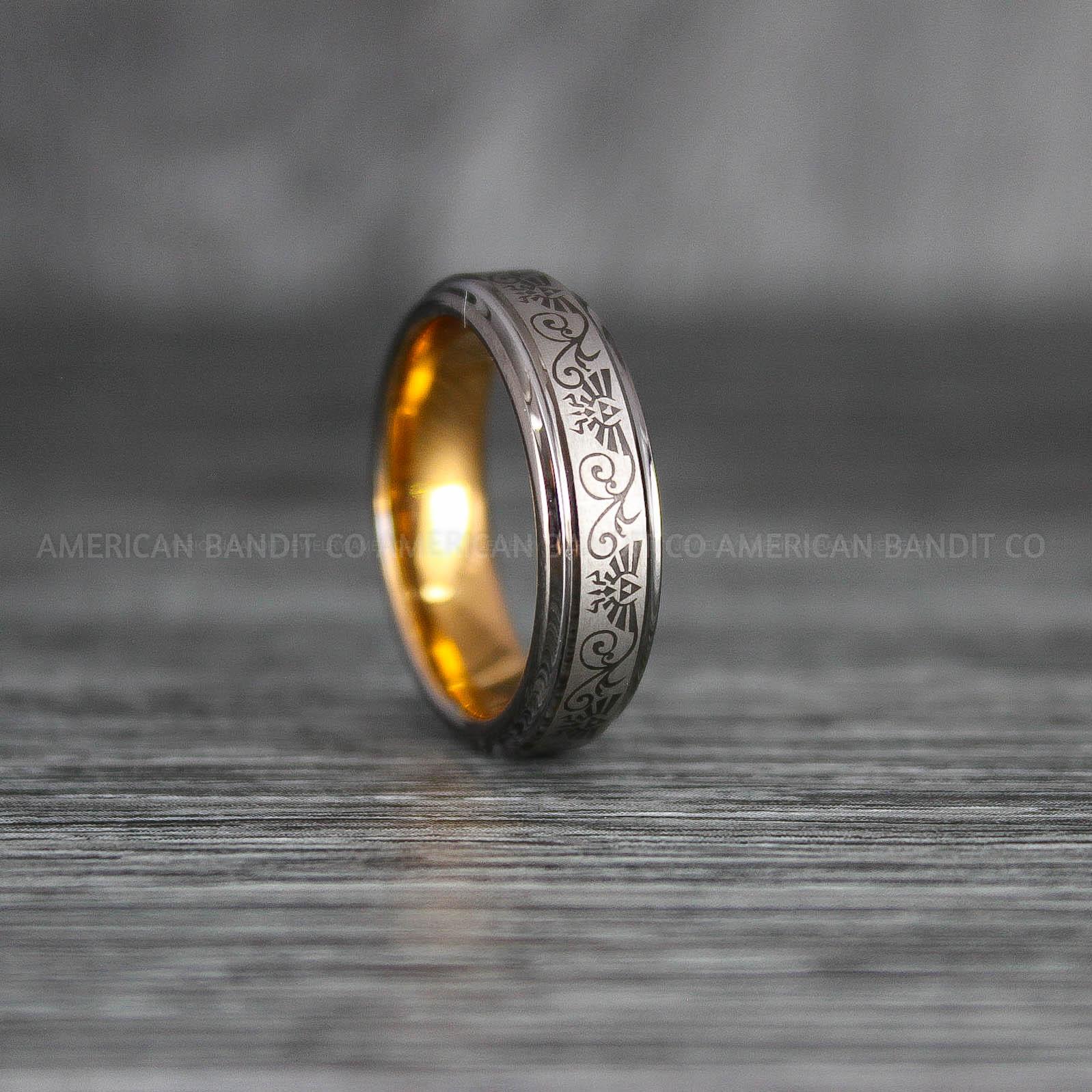 IMG_7203 Zelda Rings, Zelda Wedding Rings, Gamer Rings, Gamer Jewelry, Zelda Wedding Bands, Gamer Wedding Rings, Gunmetal Wedding Rings - Image 1