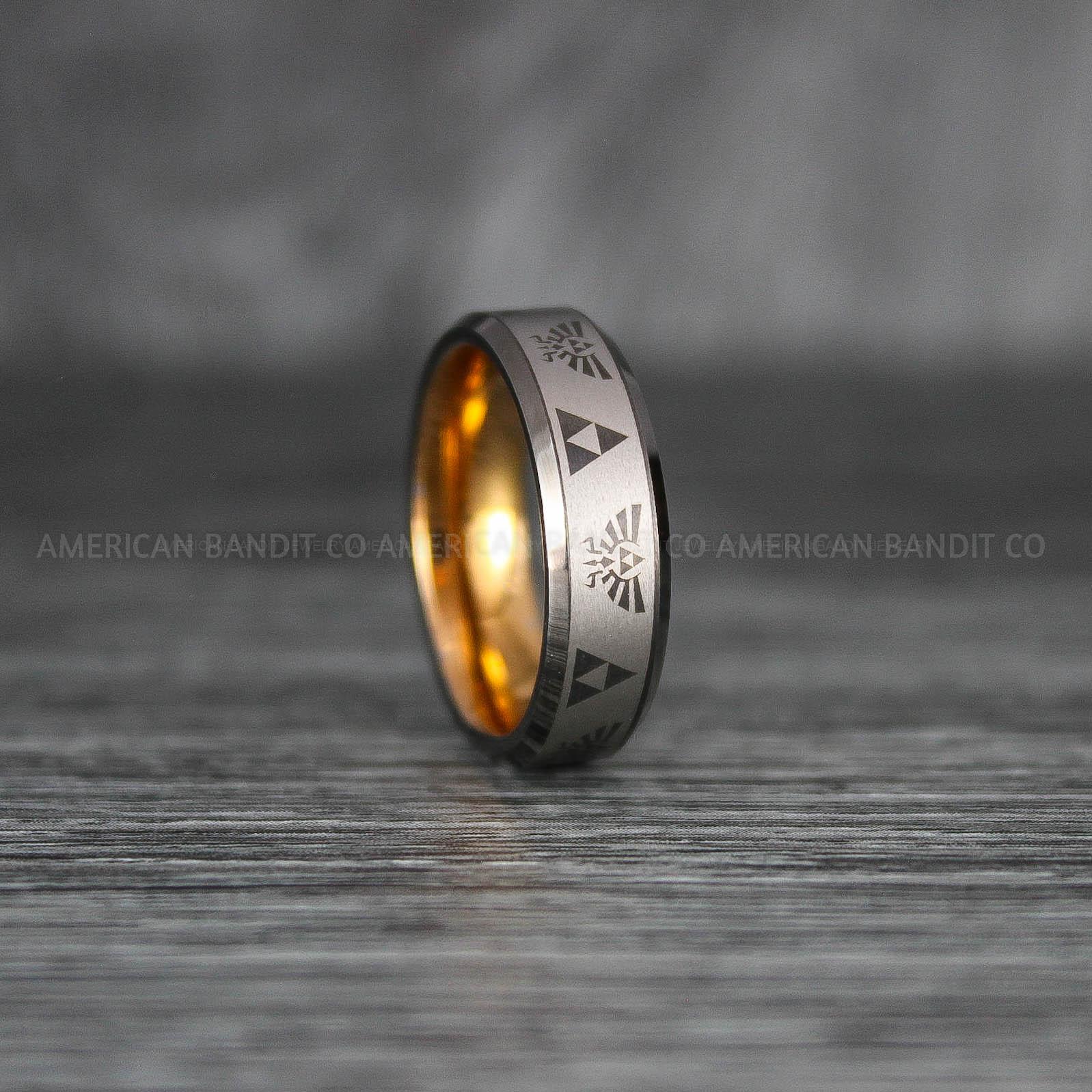 IMG_7204 Zelda Rings, Zelda Wedding Rings, Gamer Rings, Gamer Jewelry, Zelda Wedding Bands, Gamer Wedding Rings, Gunmetal Wedding Rings - Image 1