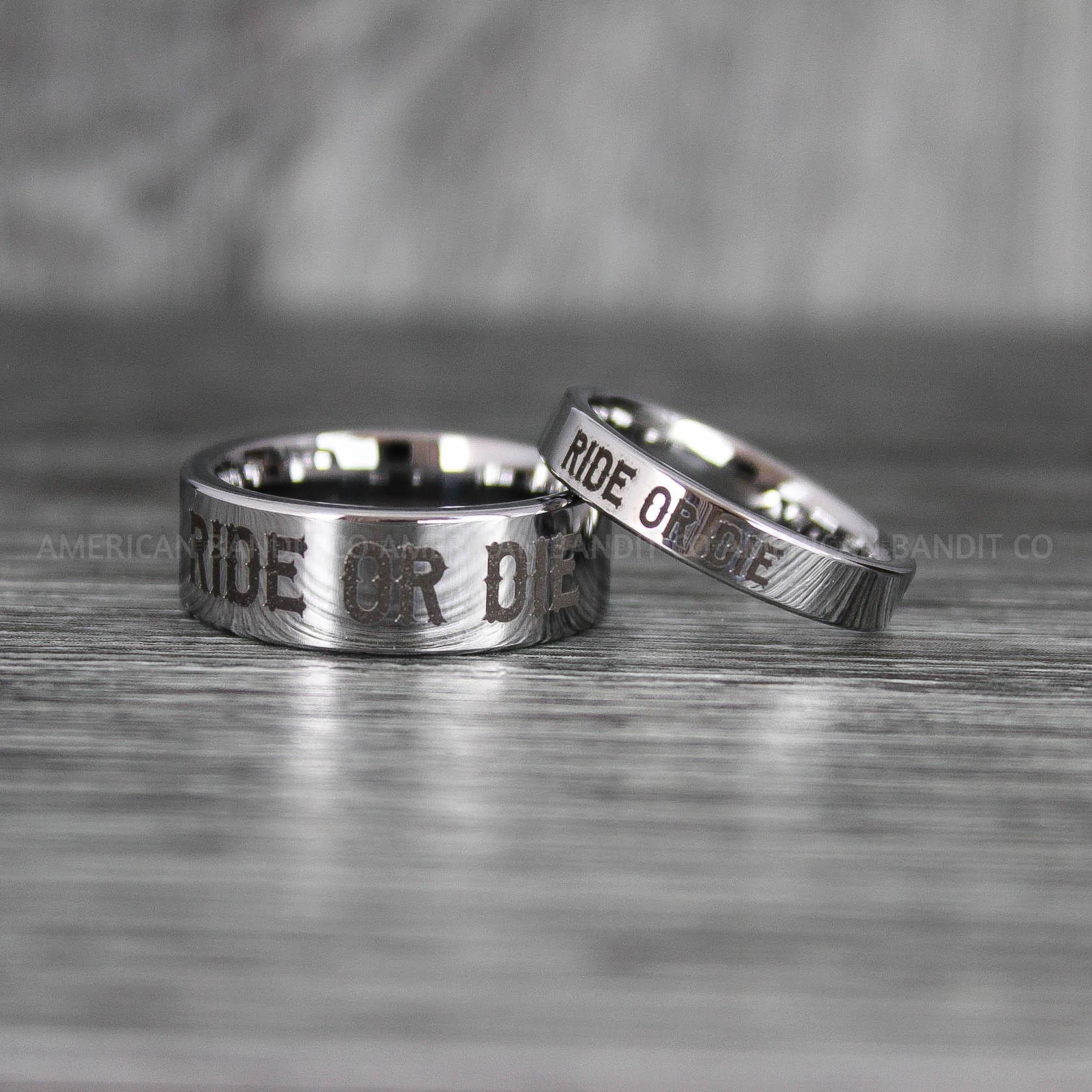 IMG_7206 Ride or Die Rings, Ride or Die, Ride or Die Wedding Rings, Ride or Die Wedding Bands, Silver Wedding Rings, Silver Wedding Bands, Biker Rings - Image 1