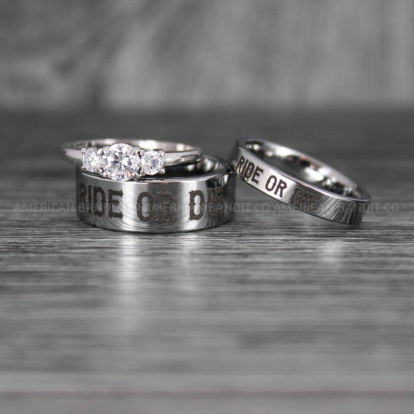 IMG_7207 Ride or Die Rings, Ride or Die, Ride or Die Wedding Rings, Ride or Die Wedding Bands, Silver Wedding Rings, Silver Wedding Bands, Biker Rings - Image 1