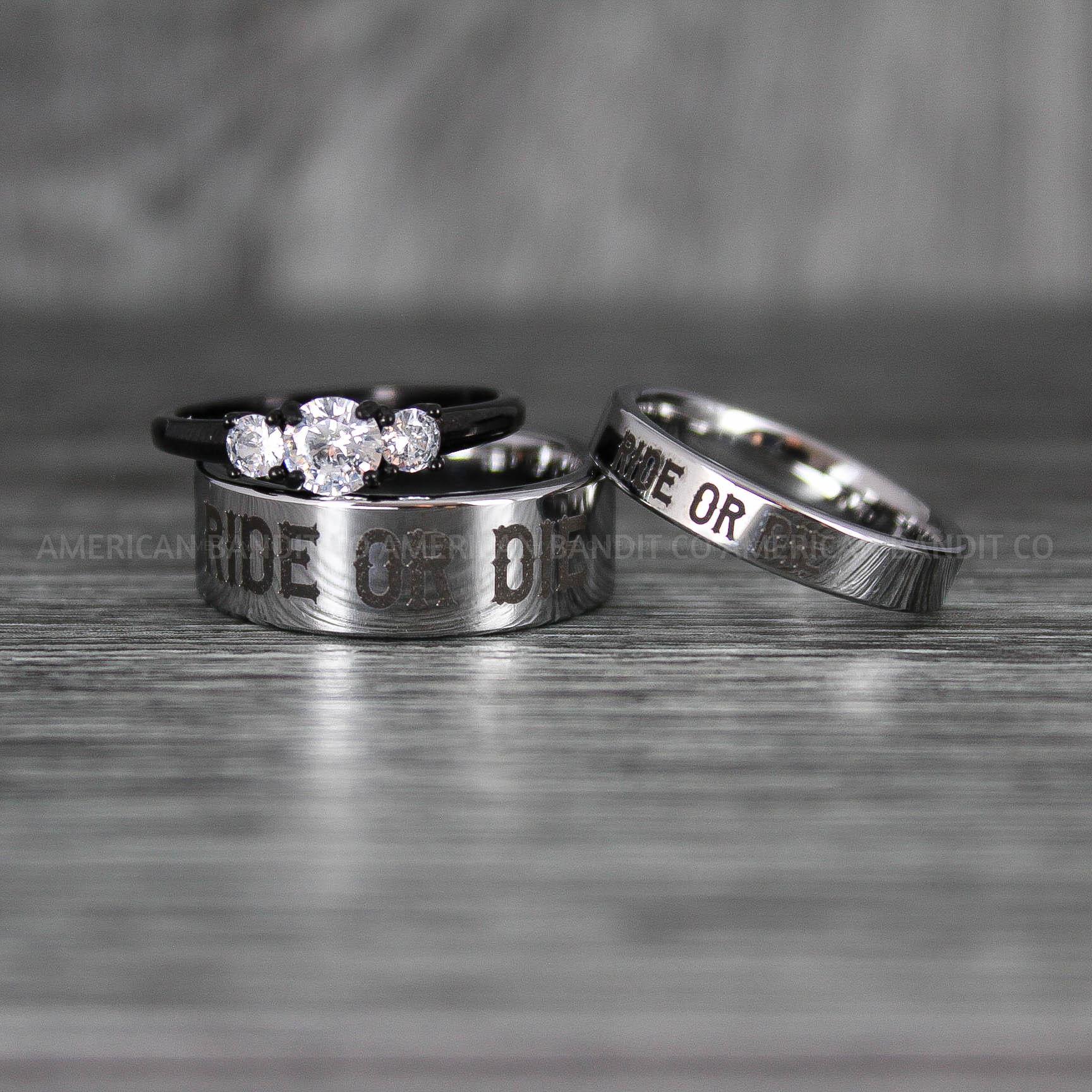 IMG_7209 Ride or Die Rings, Ride or Die, Ride or Die Wedding Rings, Ride or Die Wedding Bands, Silver Wedding Rings, Silver Wedding Bands, Biker Rings - Image 1