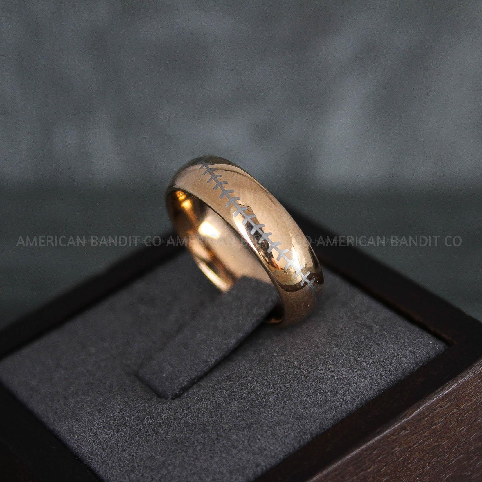 IMG_7253 Baseball Ring, Baseball Wedding Ring, Baseball Wedding Band, 14K Rose Gold Baseball Ring, Rose Gold Wedding Band, Rose Gold Baseball Wedding Band, Baseball Jewelry - Image 1