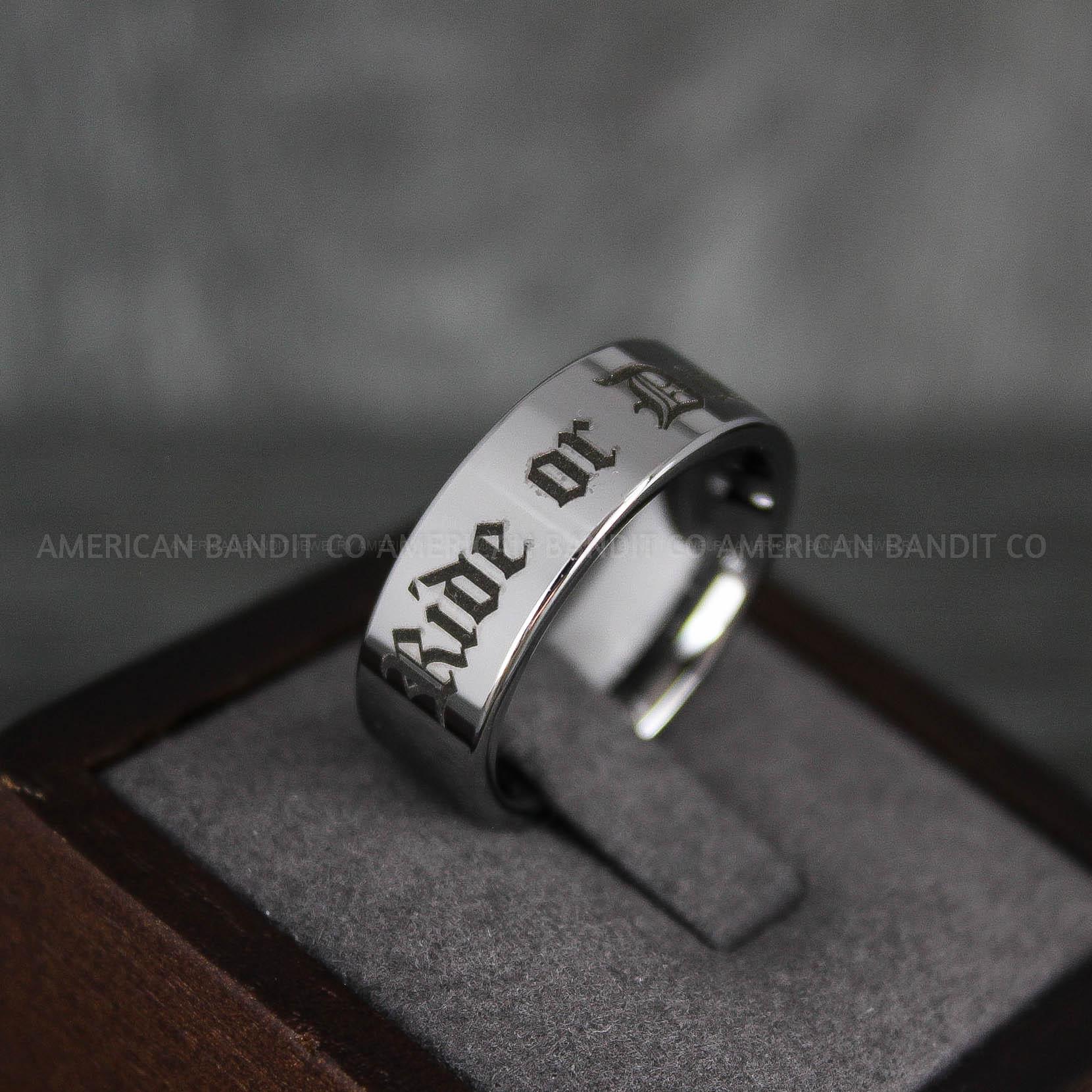 IMG_7254 Ride or Die Rings, Ride or Die, Ride or Die Wedding Rings, Ride or Die Wedding Bands, Silver Wedding Rings, Silver Wedding Bands, Biker Rings - Image 1