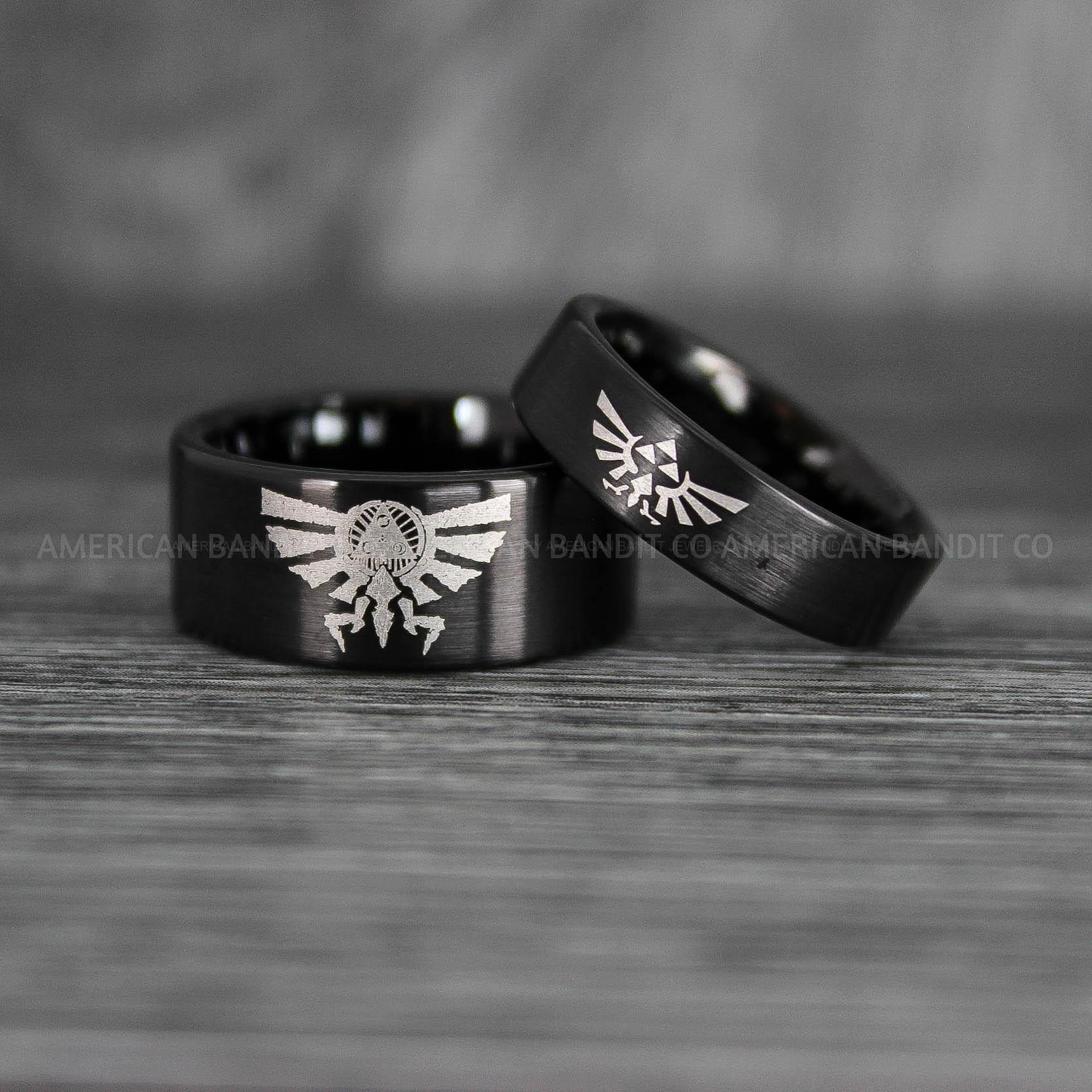 IMG_7273 Zelda Rings, Zelda Wedding Rings, Gamer Rings, Gamer Jewelry, Zelda Wedding Bands, Gamer Wedding Rings, Black Wedding Rings - Image 1