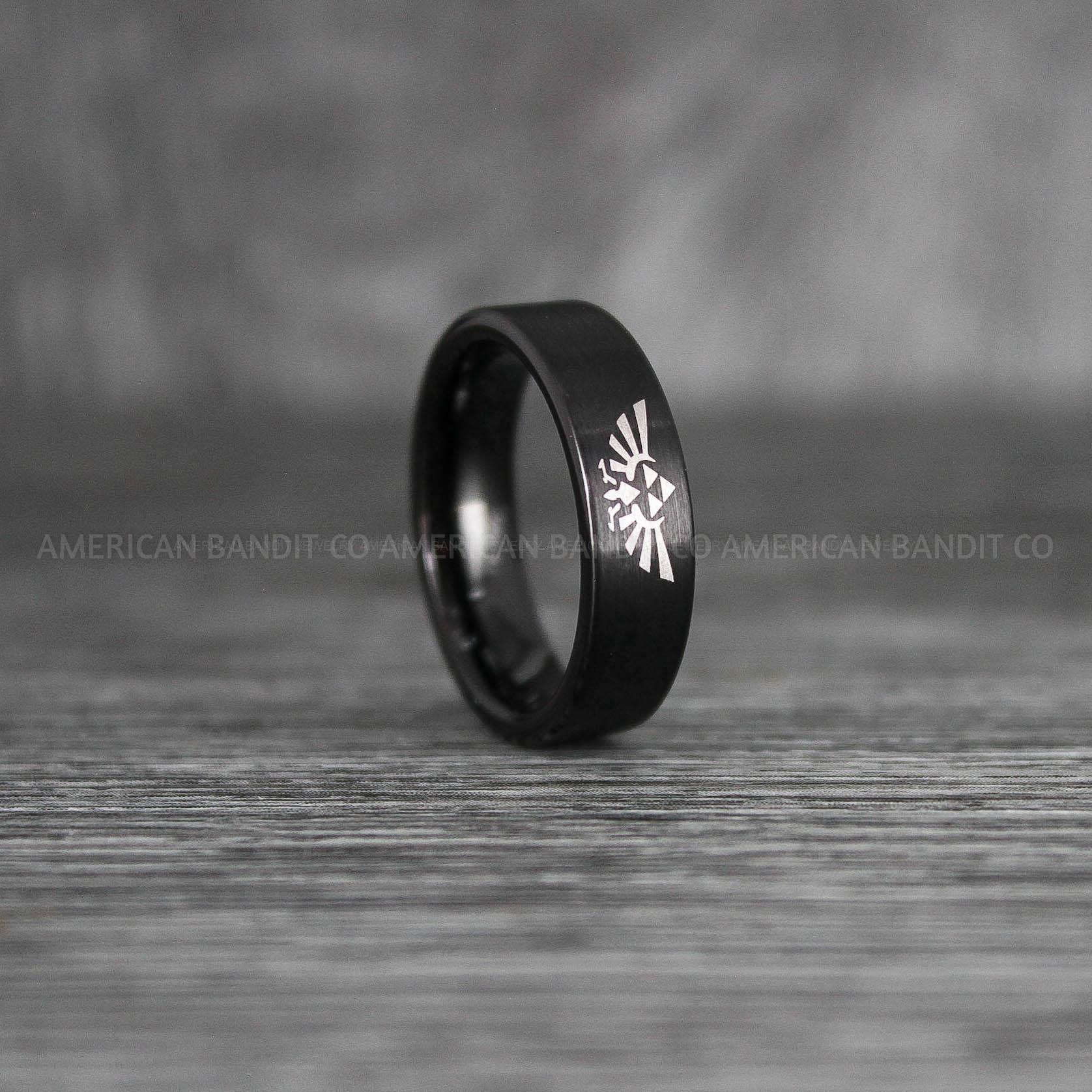 IMG_7275 Zelda Rings, Zelda Wedding Rings, Gamer Rings, Gamer Jewelry, Zelda Wedding Bands, Gamer Wedding Rings, Black Wedding Rings - Image 1