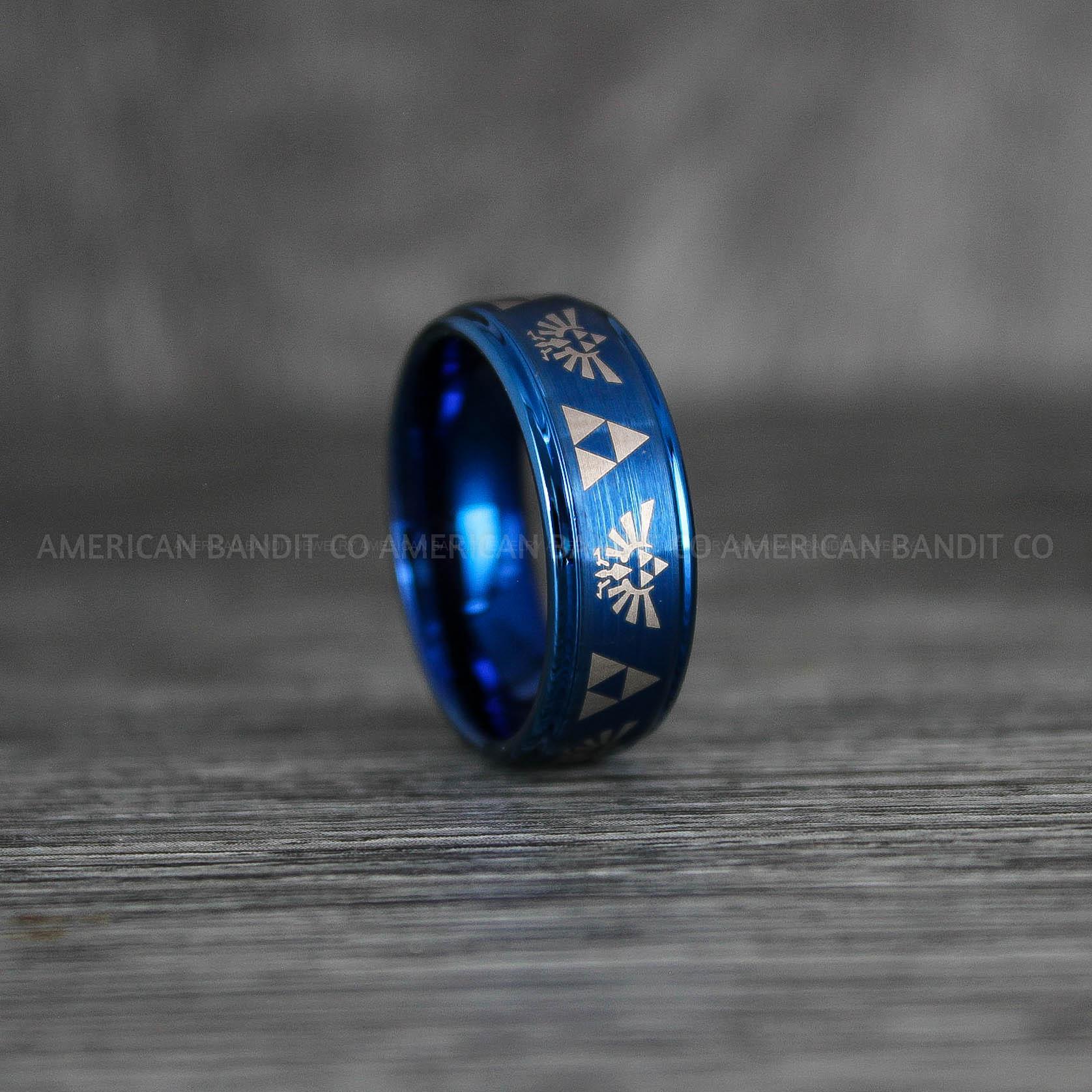 IMG_7276 Zelda Ring, Zelda Wedding Ring, Gamer Ring, Gamer Jewelry, Zelda Wedding Band, Gamer Wedding Ring, Blue Wedding Ring - Image 1