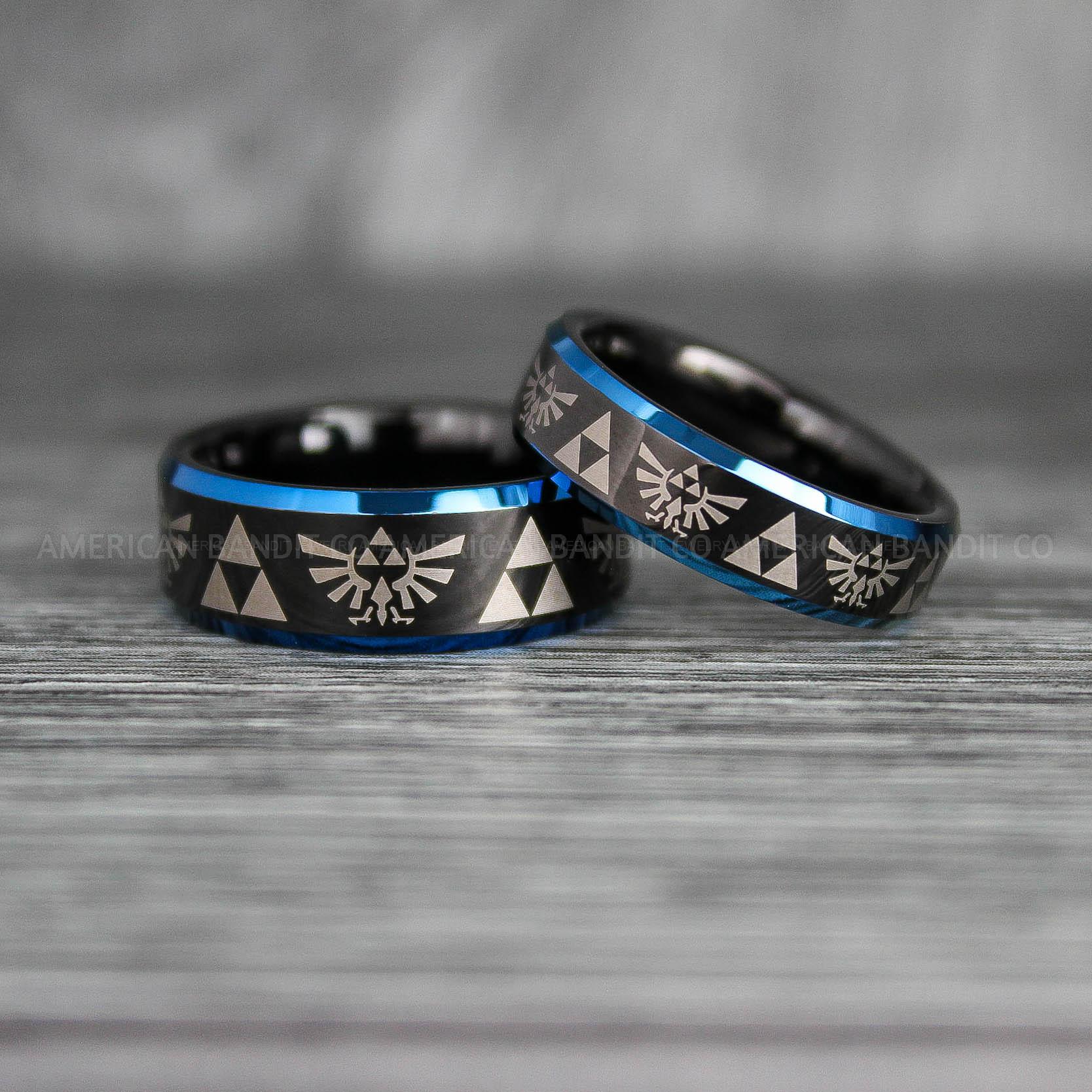 IMG_7278 Zelda Rings, Zelda Wedding Rings, Gamer Rings, Gamer Jewelry, Zelda Wedding Bands, Gamer Wedding Rings, Black Wedding Rings - Image 1