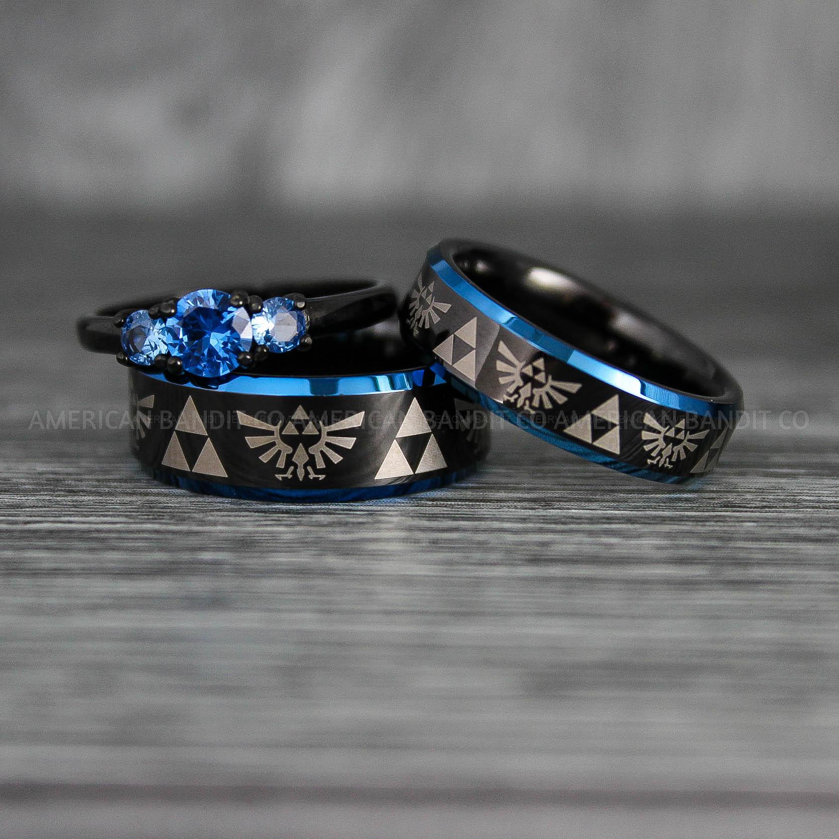 IMG_7279 Zelda Rings, Zelda Wedding Rings, Gamer Rings, Gamer Jewelry, Zelda Wedding Bands, Gamer Wedding Rings, Black Wedding Rings - Image 1