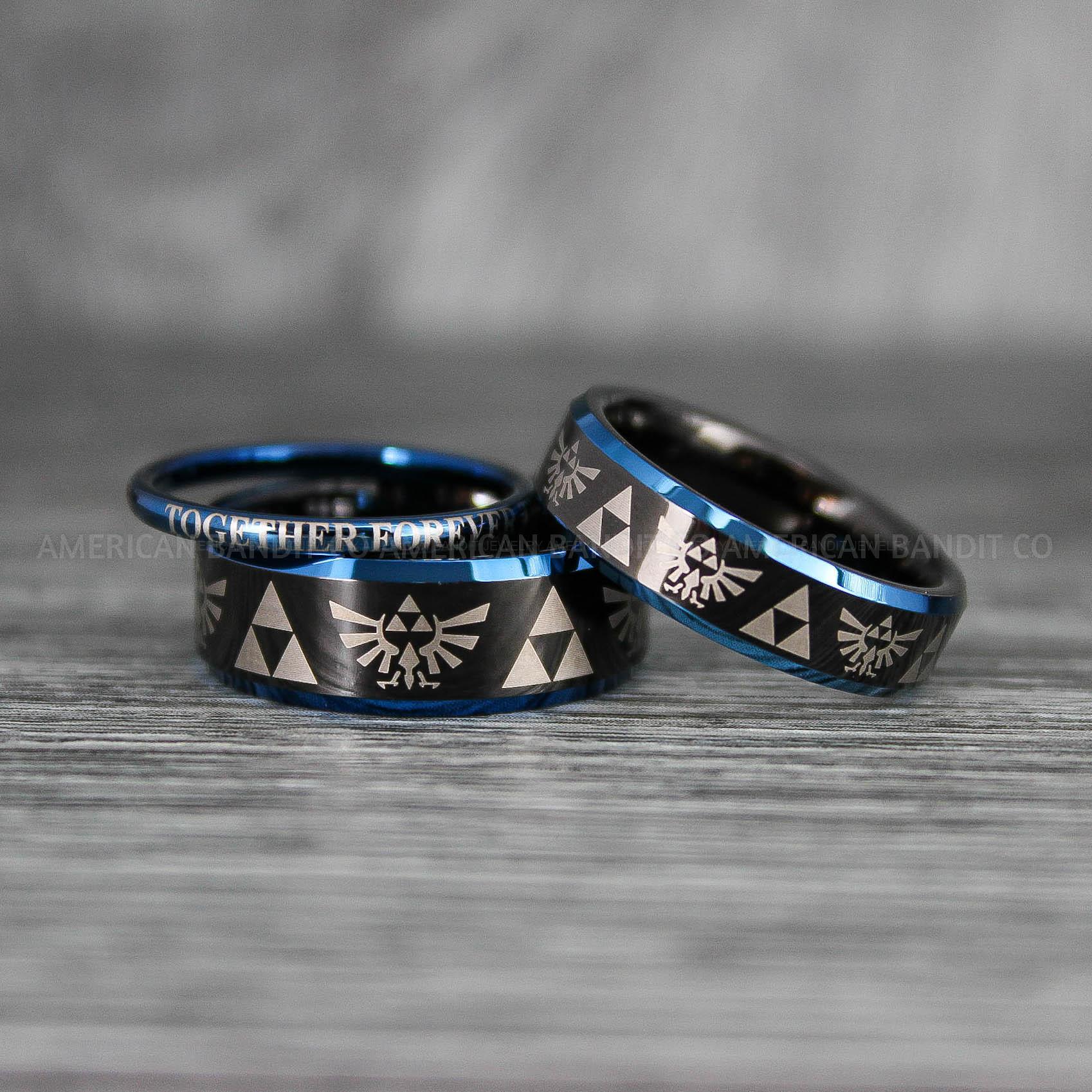 IMG_7281 Zelda Rings, Zelda Wedding Rings, Gamer Rings, Gamer Jewelry, Zelda Wedding Bands, Gamer Wedding Rings, Black Wedding Rings - Image 1