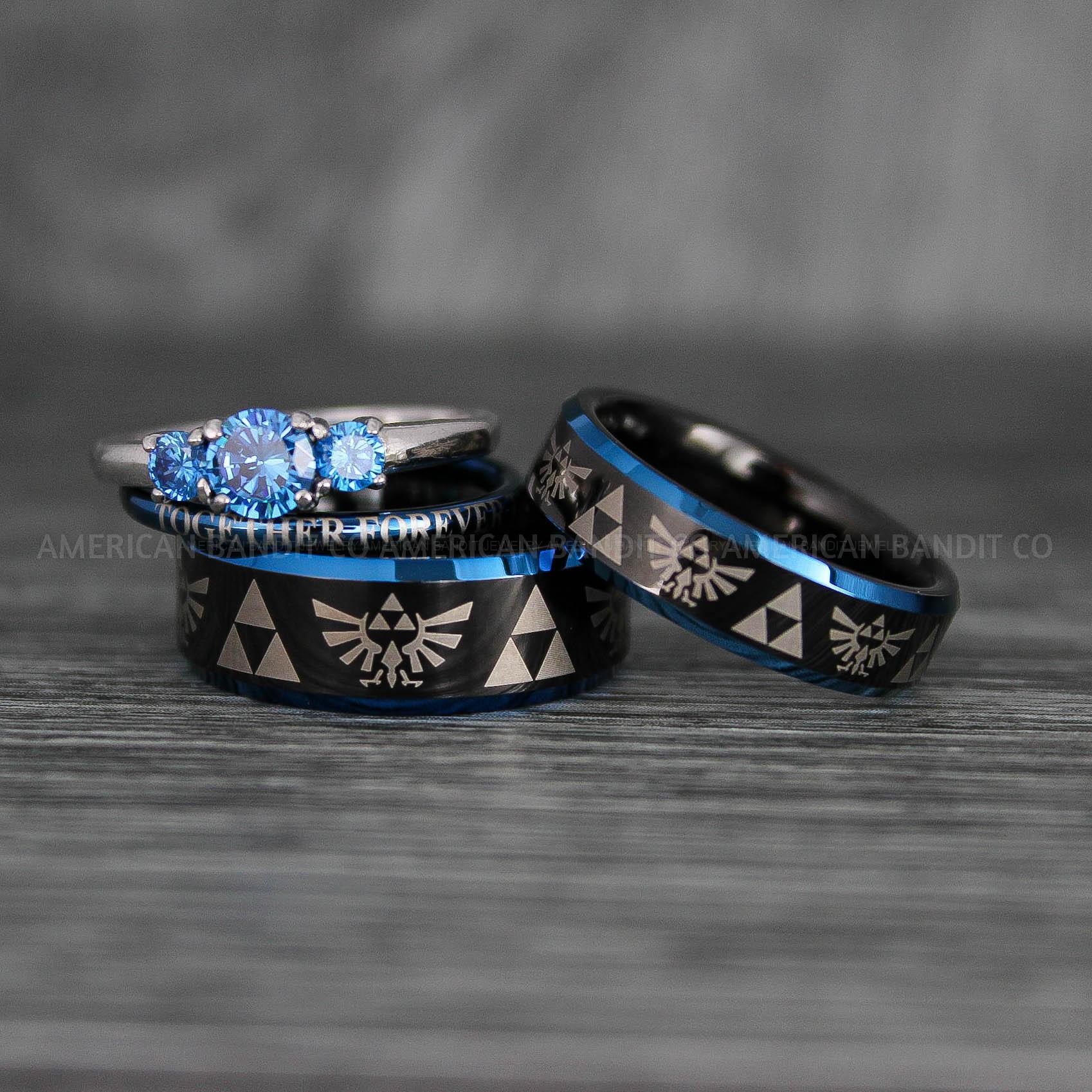 IMG_7283 Zelda Rings, Zelda Wedding Rings, Gamer Rings, Gamer Jewelry, Zelda Wedding Bands, Gamer Wedding Rings, Black Wedding Rings - Image 1