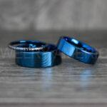 Couple Rings, Blue Wedding Bands, Blue Tungsten Rings, Matching Couple Rings, Couple Wedding Bands - Image 2