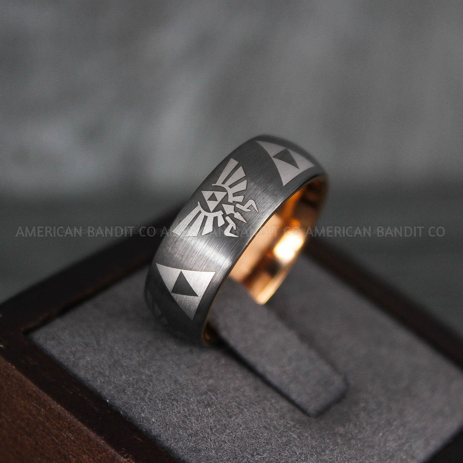 IMG_7296 Zelda Rings, Zelda Wedding Rings, Gamer Rings, Gamer Jewelry, Zelda Wedding Bands, Gamer Wedding Rings, Gunmetal Wedding Rings - Image 1