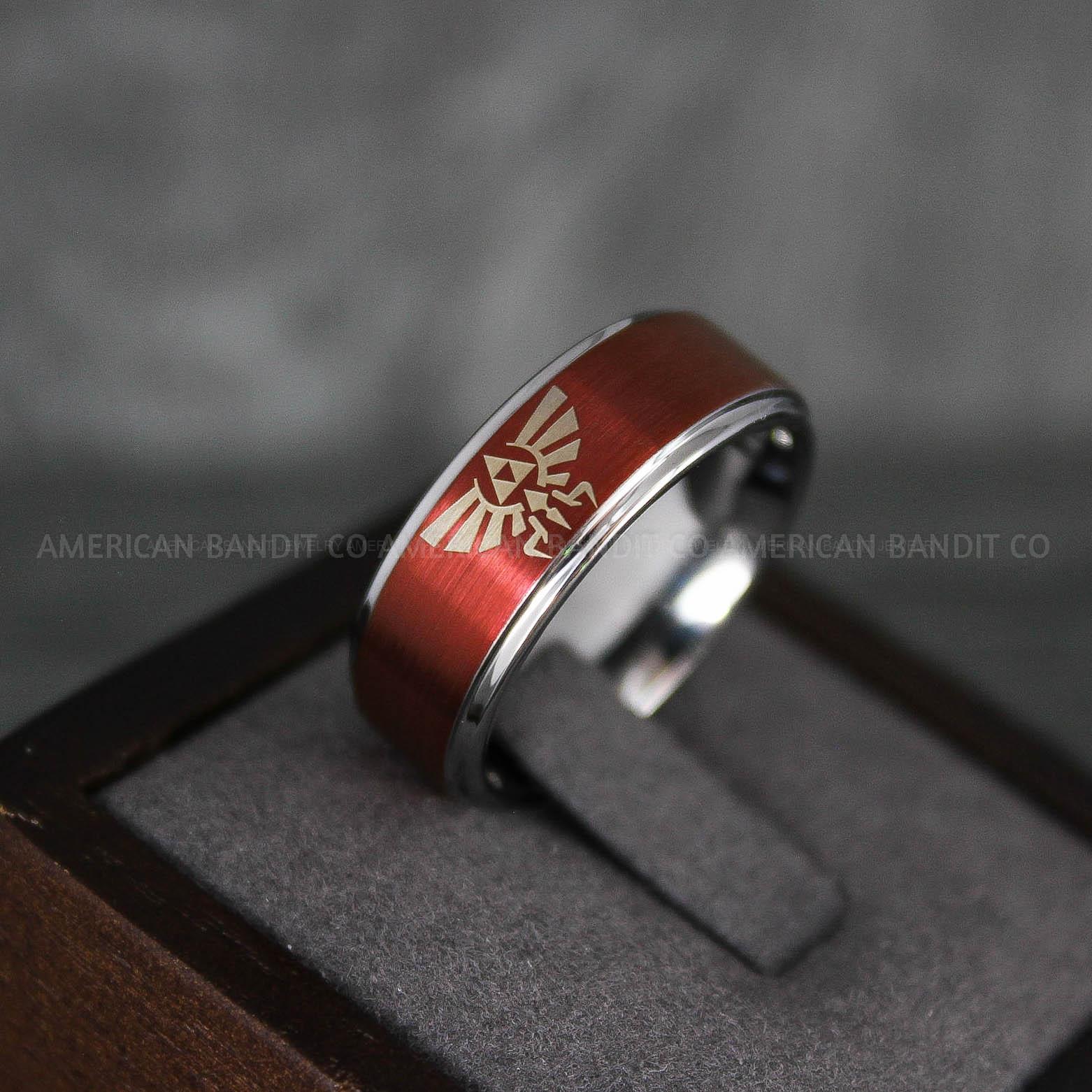 IMG_7298 Zelda Ring, Zelda Wedding Ring, Gamer Ring, Gamer Jewelry, Zelda Wedding Band, Gamer Wedding Ring, Red Wedding Ring - Image 1