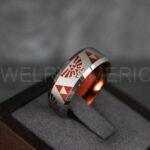Zelda Ring, Zelda Wedding Ring, Gamer Ring, Gamer Jewelry, Zelda Wedding Band, Gamer Wedding Ring, Red Wedding Ring