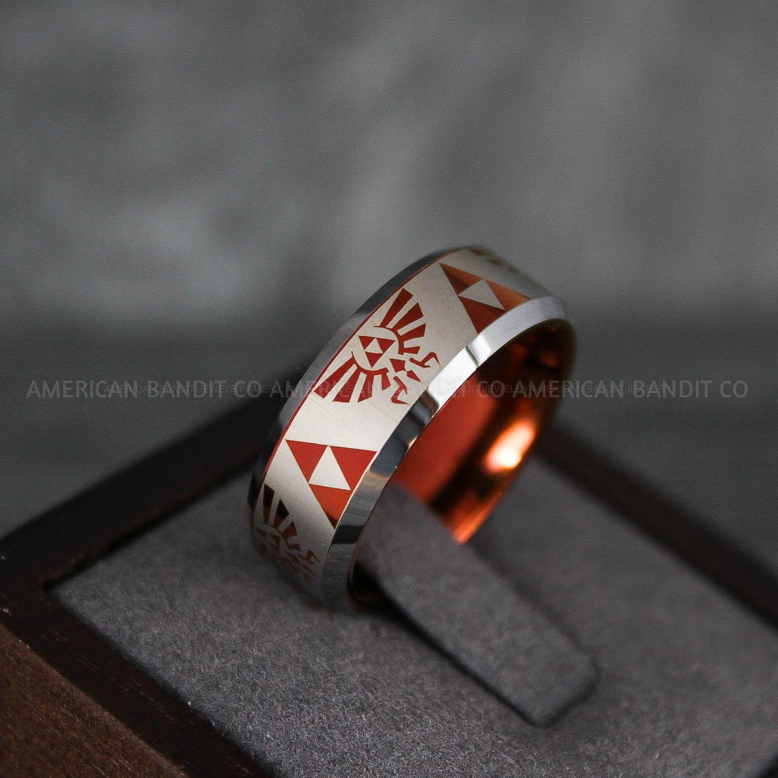 IMG_7300 Zelda Ring, Zelda Wedding Ring, Gamer Ring, Gamer Jewelry, Zelda Wedding Band, Gamer Wedding Ring, Red Wedding Ring - Image 1