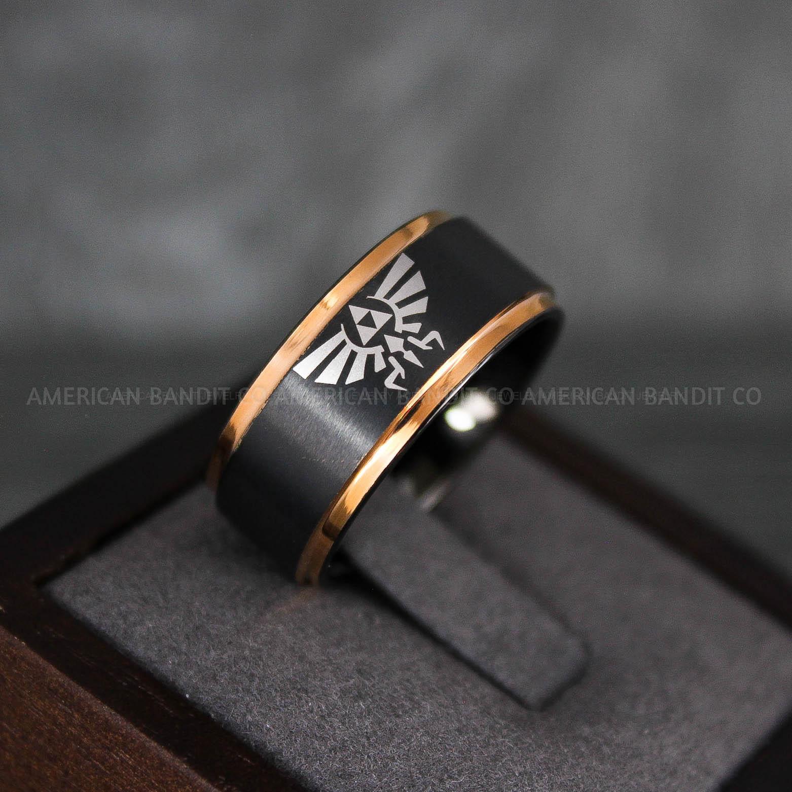 IMG_7303 Zelda Rings, Zelda Wedding Rings, Gamer Rings, Gamer Jewelry, Zelda Wedding Bands, Gamer Wedding Rings, Black Wedding Rings - Image 1
