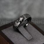 Star Trek Ring, Star Trek Wedding Band, Black Star Trek Wedding Ring, Star Trek Wedding Ring, Star Trek Jewelry
