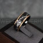 Forest Ring, Mountain Range Ring, Mountains Scene Ring, Wolf Ring, Hunting Wedding Band