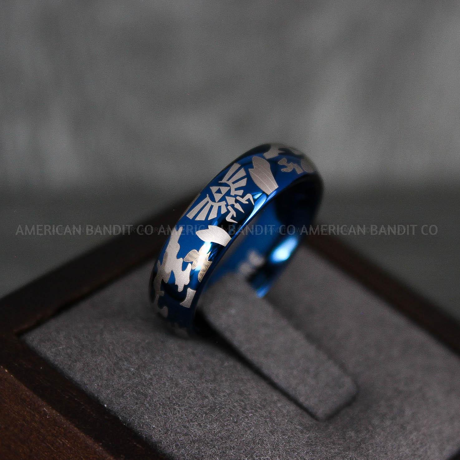 IMG_7319 Zelda Rings, Zelda Wedding Rings, Gamer Rings, Gamer Jewelry, Zelda Wedding Bands, Gamer Wedding Rings, Blue Wedding Ring - Image 1