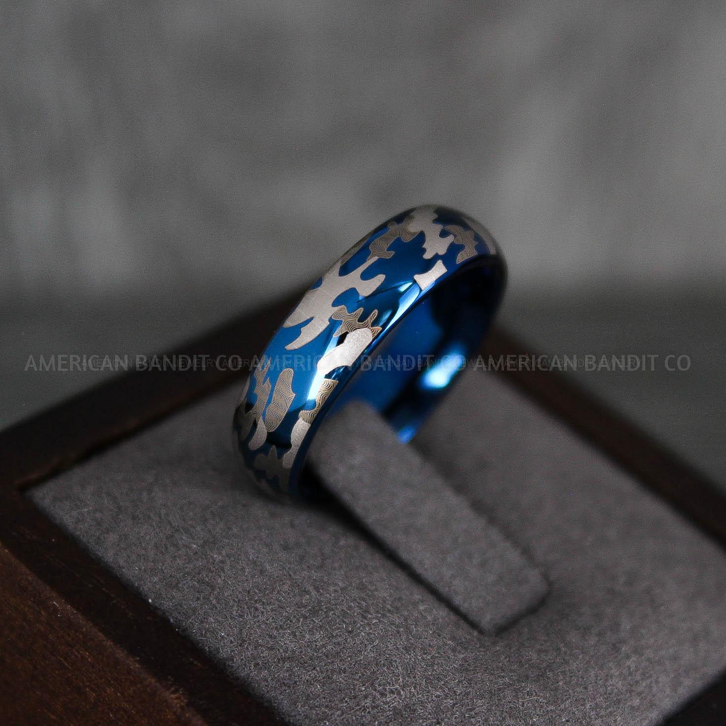 IMG_7320 Camouflage Ring, Blue Wedding Band, Camo Rings, Army Rings, Military Rings, Military Jewelry - Image 1