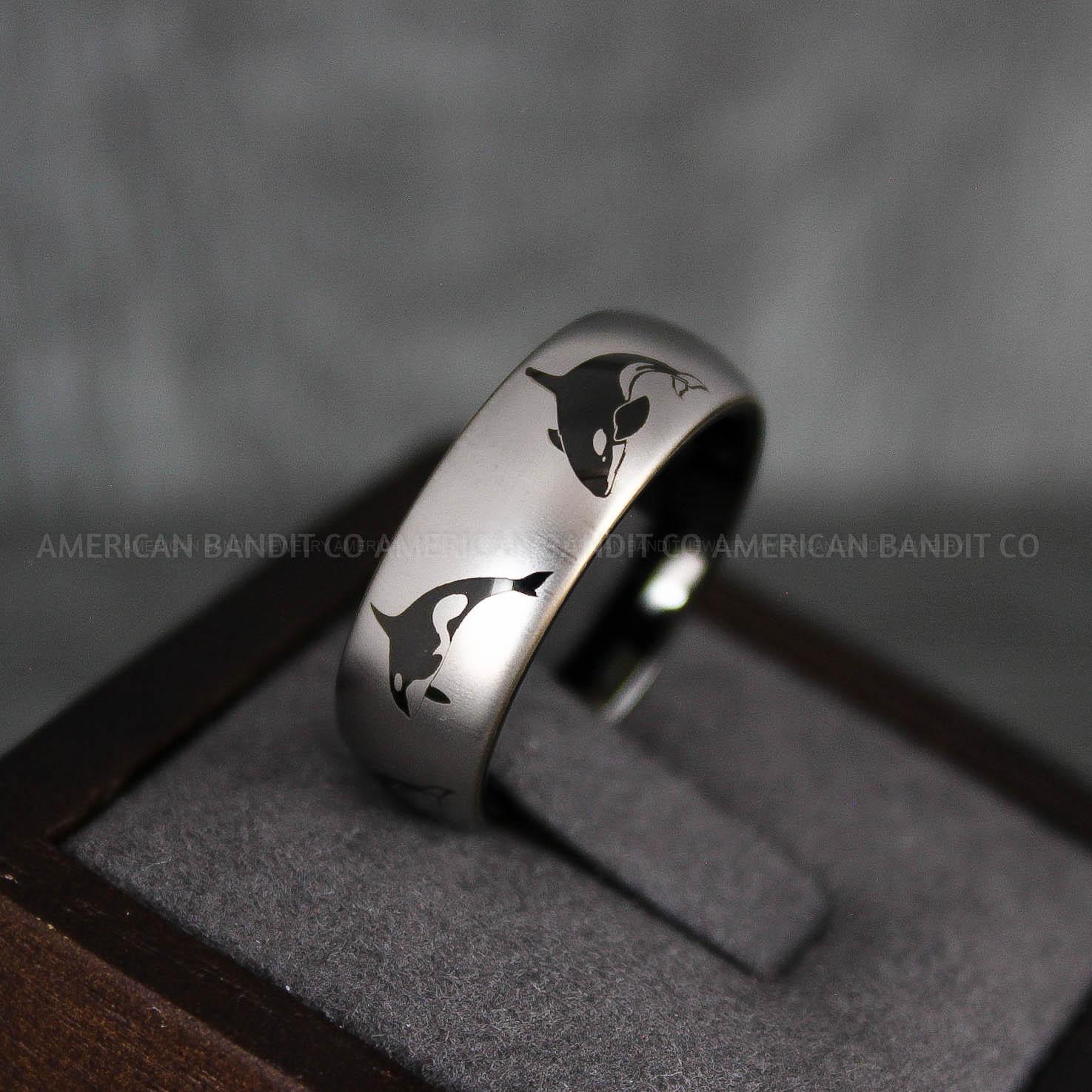 IMG_7321 Orca Ring, Killer Whale Ring, Orca Jewelry, Whale Jewelry, Ocean Ring, Ocean Wedding Band, Orca Wedding Band - Image 1