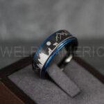 Forest Ring, Mountain Range Ring, Mountains Scene Ring, Wolf Ring, Hunting Wedding Band