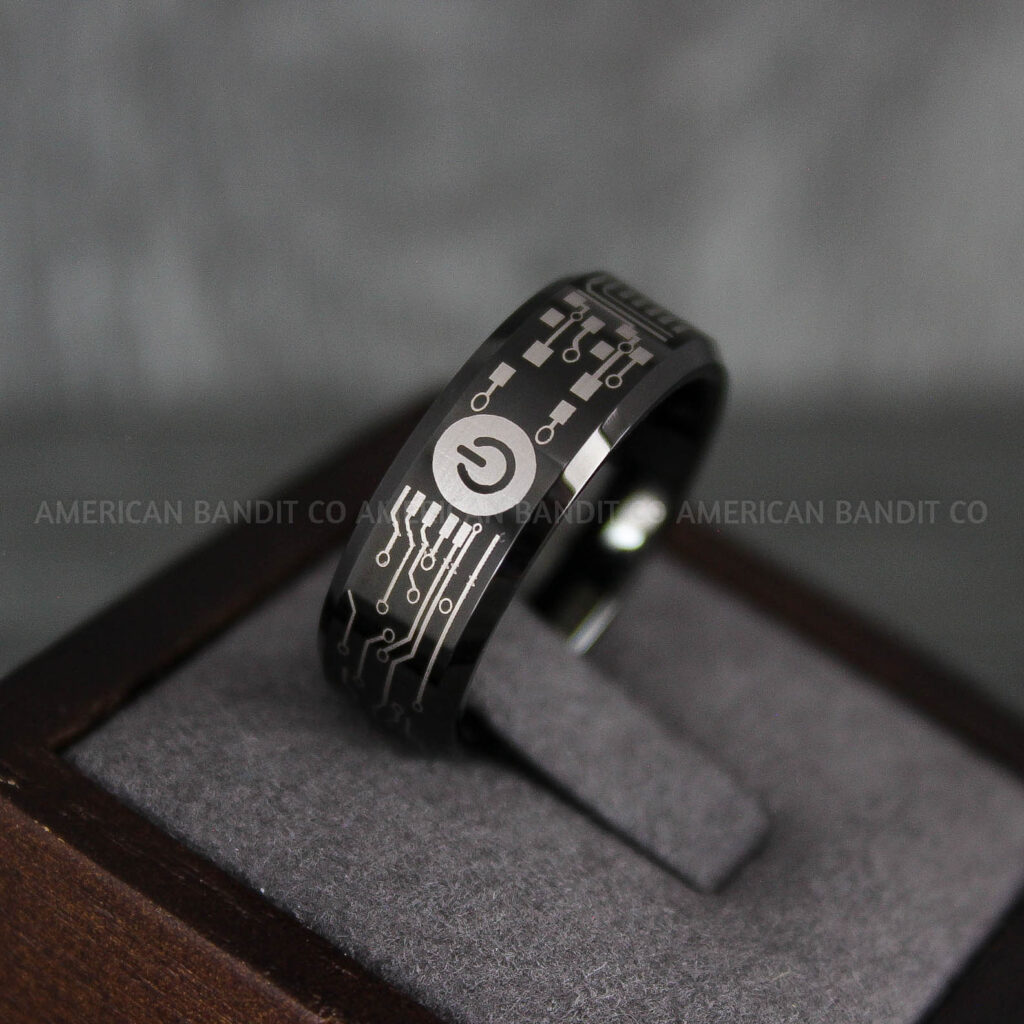 Programmable Button Ring Circuit Board Ring, Power Button Ring, Circuit Board Wedding Band ...
