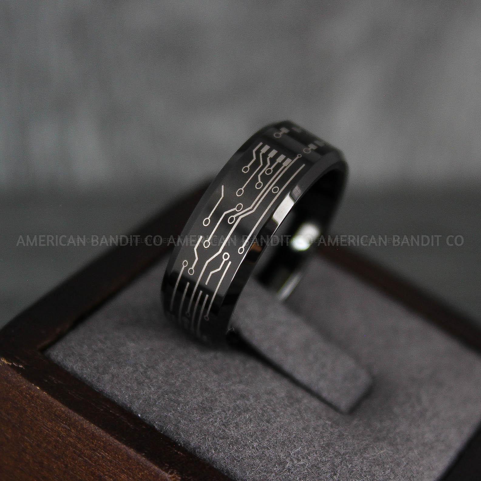 IMG_7338 Circuit Board Ring, Circuit Board Wedding Band, Gamer Ring, Gamer Wedding Band - Image 1