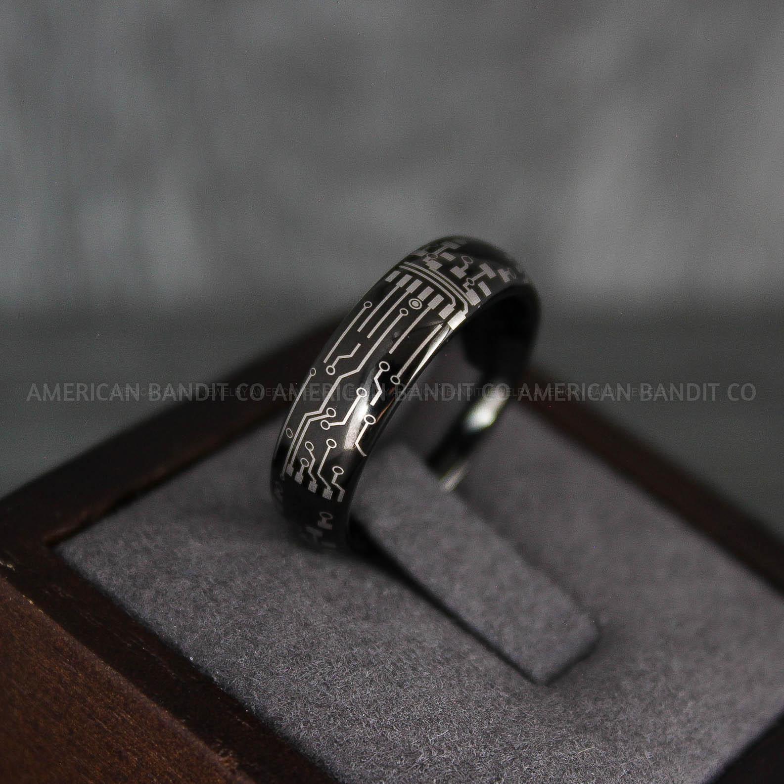 IMG_7340 Circuit Board Ring, Circuit Board Wedding Band, Gamer Ring, Gamer Wedding Band - Image 1