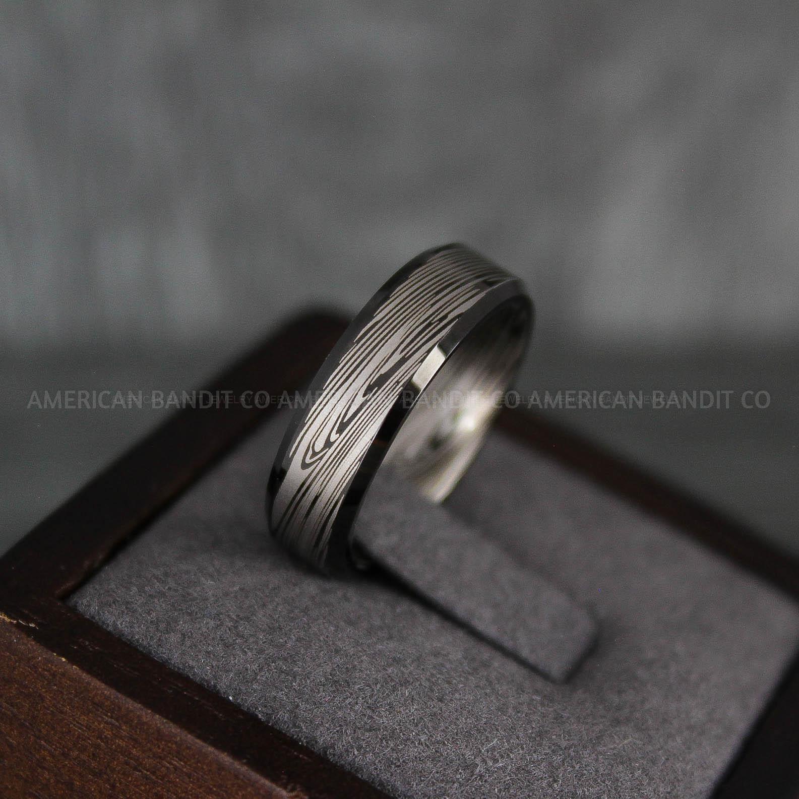 IMG_7342 Damascus Steel Ring, Damascus Steel Wedding Ring, Damascus Steel Wedding Band, Black Wedding Ring, Black Damascus Steel Wedding Ring - Image 1