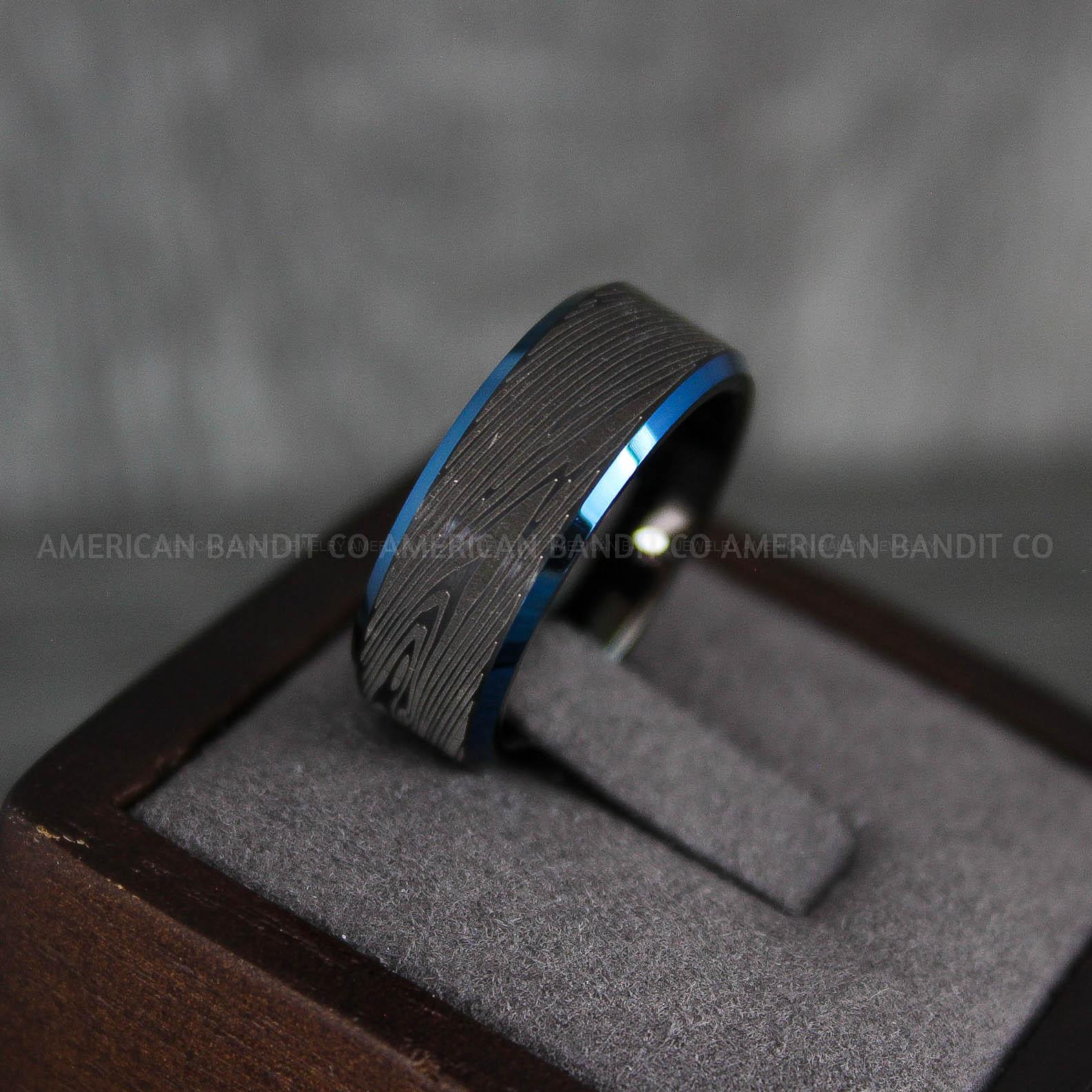 IMG_7351 Damascus Steel Ring, Damascus Steel Wedding Ring, Damascus Steel Wedding Band, Black Wedding Ring, Black Damascus Steel Wedding Ring - Image 1