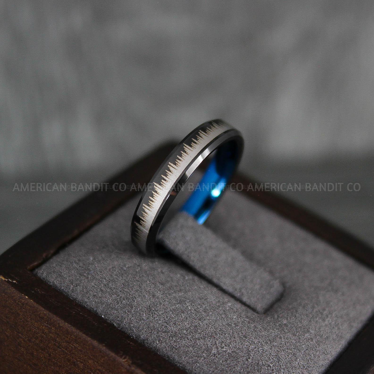 IMG_7355 Forest Ring, Mountain Range Ring, Mountains Scene Ring, Wolf Ring, Hunting Wedding Band - Image 1