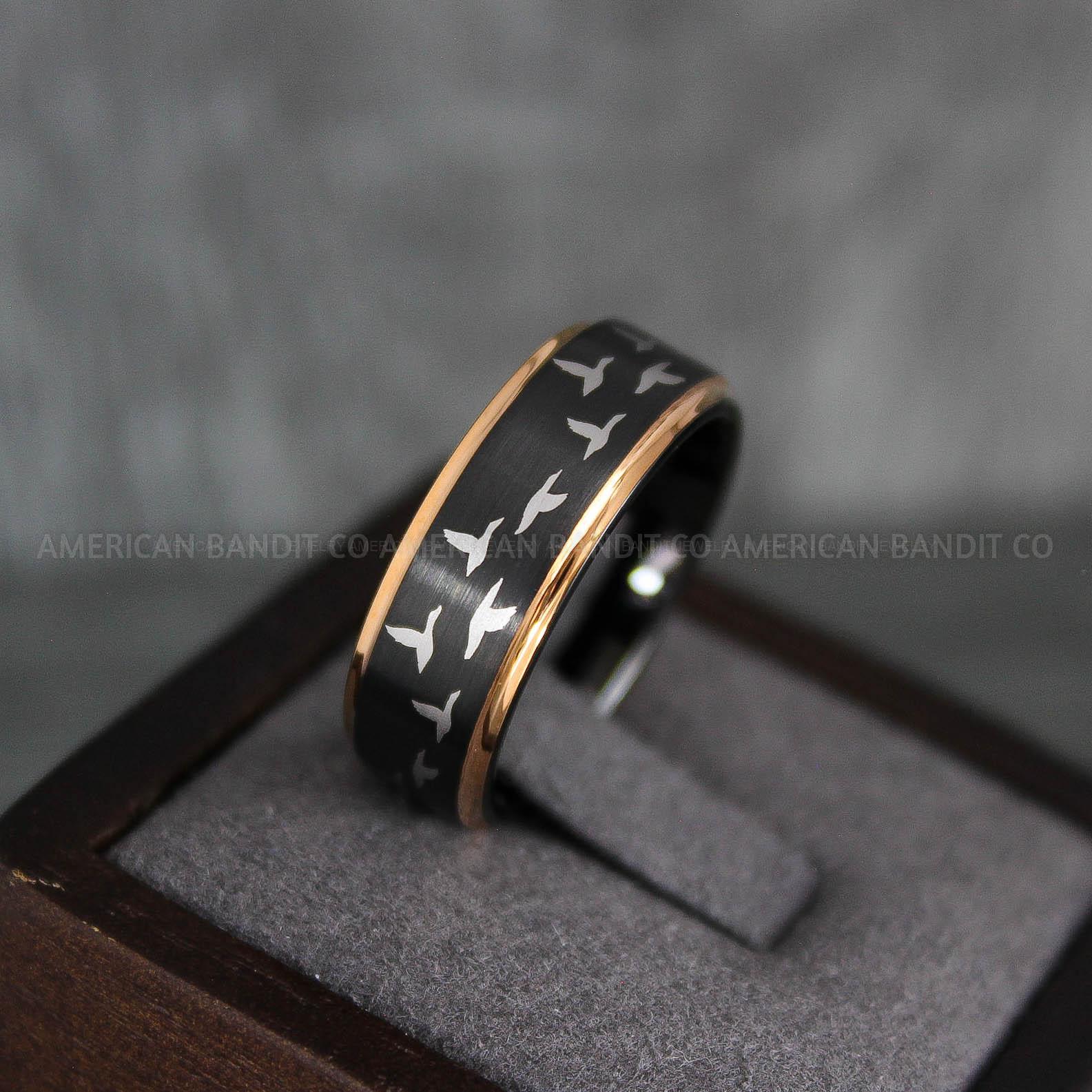 IMG_7356 Flying Ducks Ring, Duck Hunting Ring, Hunting Wedding Band, Hunting Wedding Ring, Hunting Jewelry, Duck Hunting Wedding Band, Duck Jewelry - Image 1