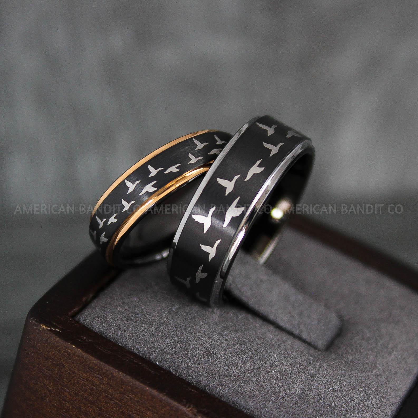 IMG_7360 Flying Ducks Ring, Duck Hunting Ring, Hunting Wedding Band, Hunting Wedding Ring, Hunting Jewelry, Duck Hunting Wedding Band, Duck Jewelry - Image 1