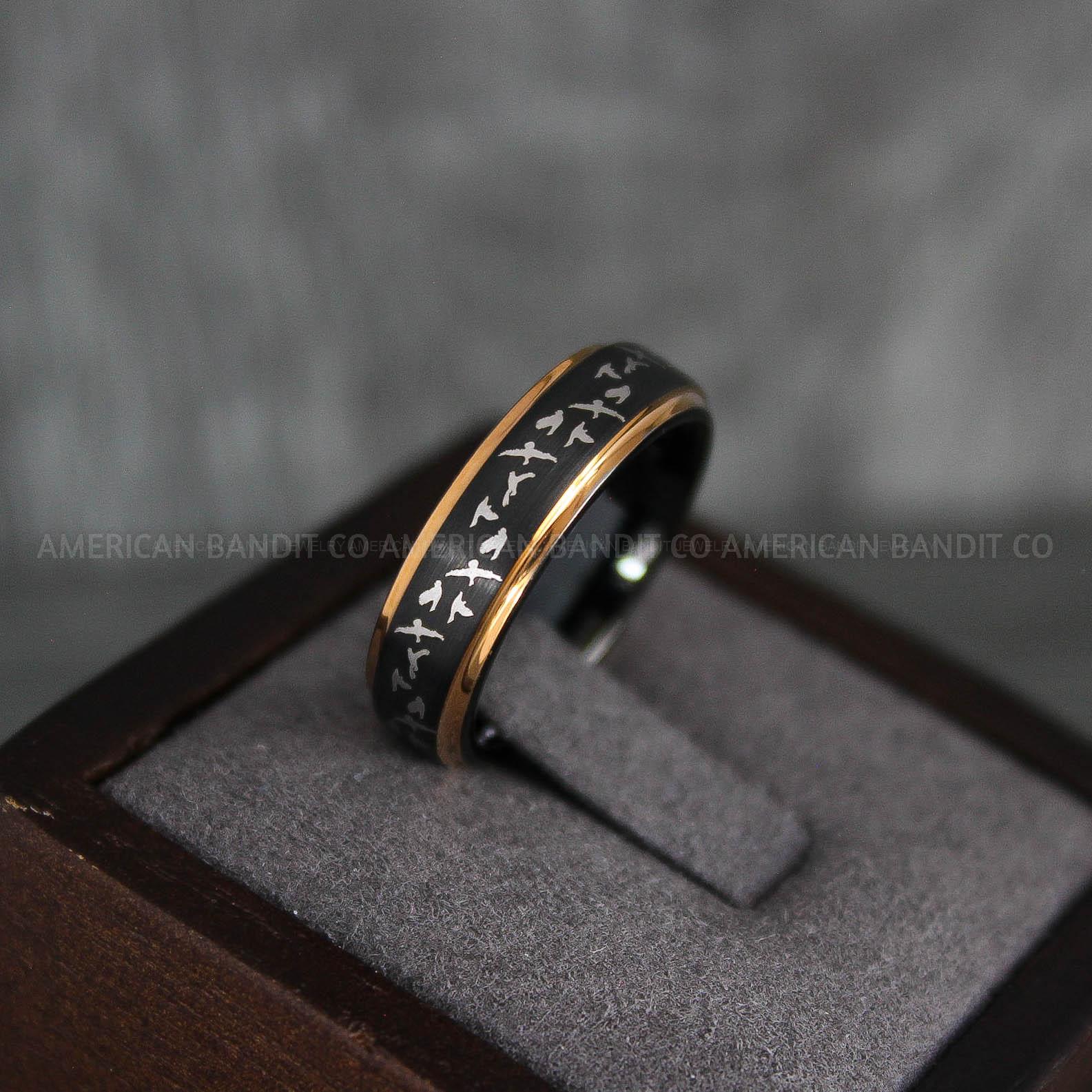 IMG_7361 Flying Ducks Ring, Duck Hunting Ring, Hunting Wedding Band, Hunting Wedding Ring, Hunting Jewelry, Duck Hunting Wedding Band, Duck Jewelry - Image 1