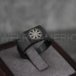 Viking Ring, Runes Ring, Vegvísir Ring, Nordic Ring, Norsemen Ring, Nordic Runes Ring, Black Stainless Steel Ring