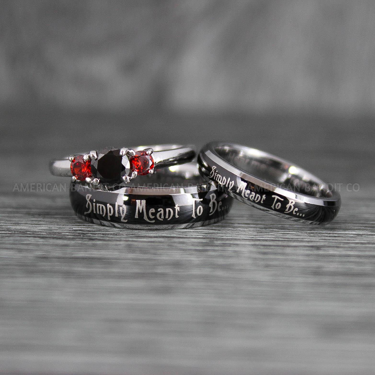 IMG_7366 Simply Meant To Be Rings, Black Wedding Bands, Black Wedding Rings, Couple Rings, Couple Jewelry, His and Her Rings, Matching Rings Couple Wedding Ring Couple Jewelry - Image 1