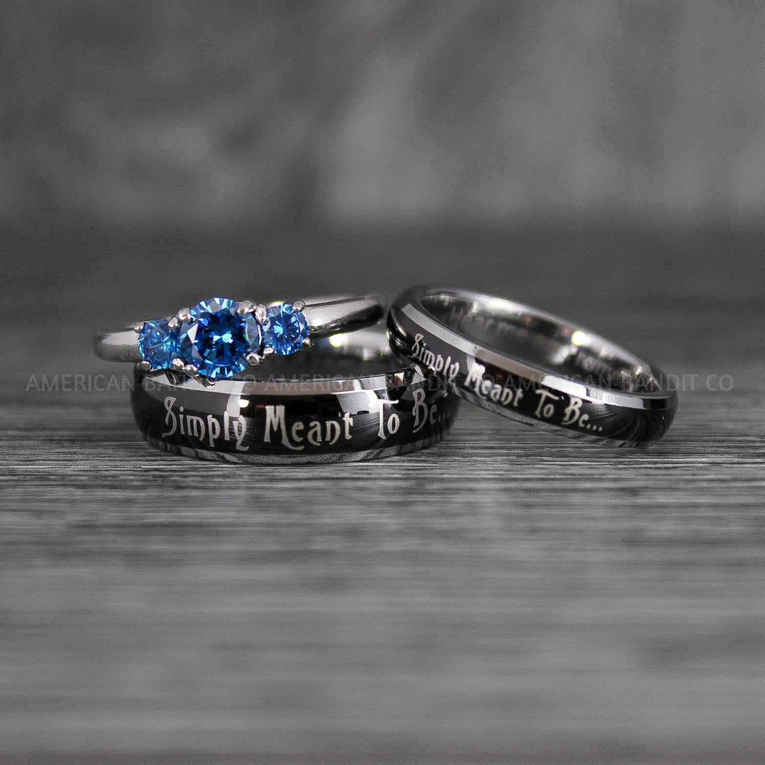 IMG_7368 Simply Meant To Be Rings, Black Wedding Bands, Black Wedding Rings, Couple Rings, Couple Jewelry, His and Her Rings, Matching Rings Couple Wedding Ring Couple Jewelry - Image 1