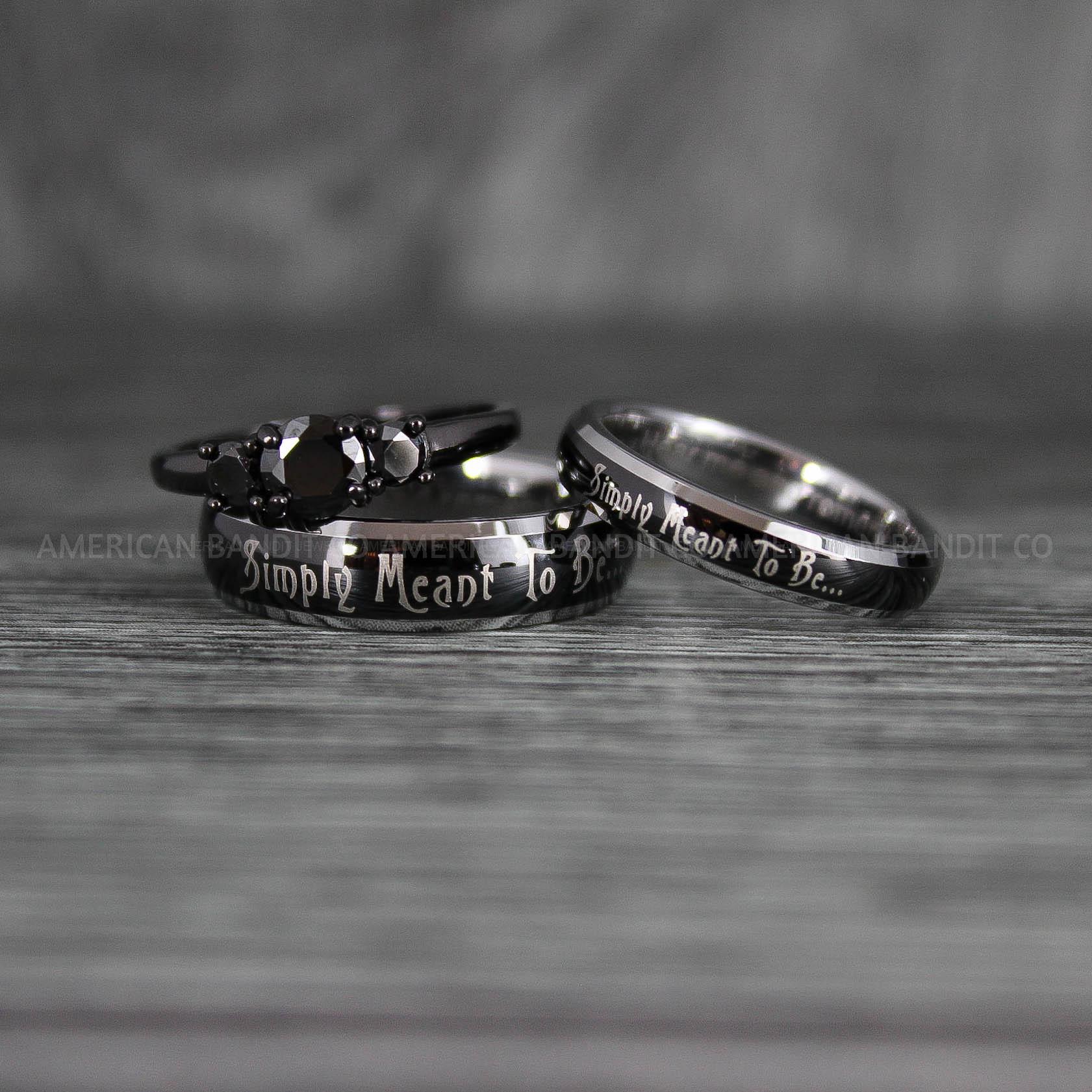 IMG_7369 Simply Meant To Be Rings, Black Wedding Bands, Black Wedding Rings, Couple Rings, Couple Jewelry, His and Her Rings, Matching Rings, Couple Wedding Rings, Couple Jewelry - Image 1