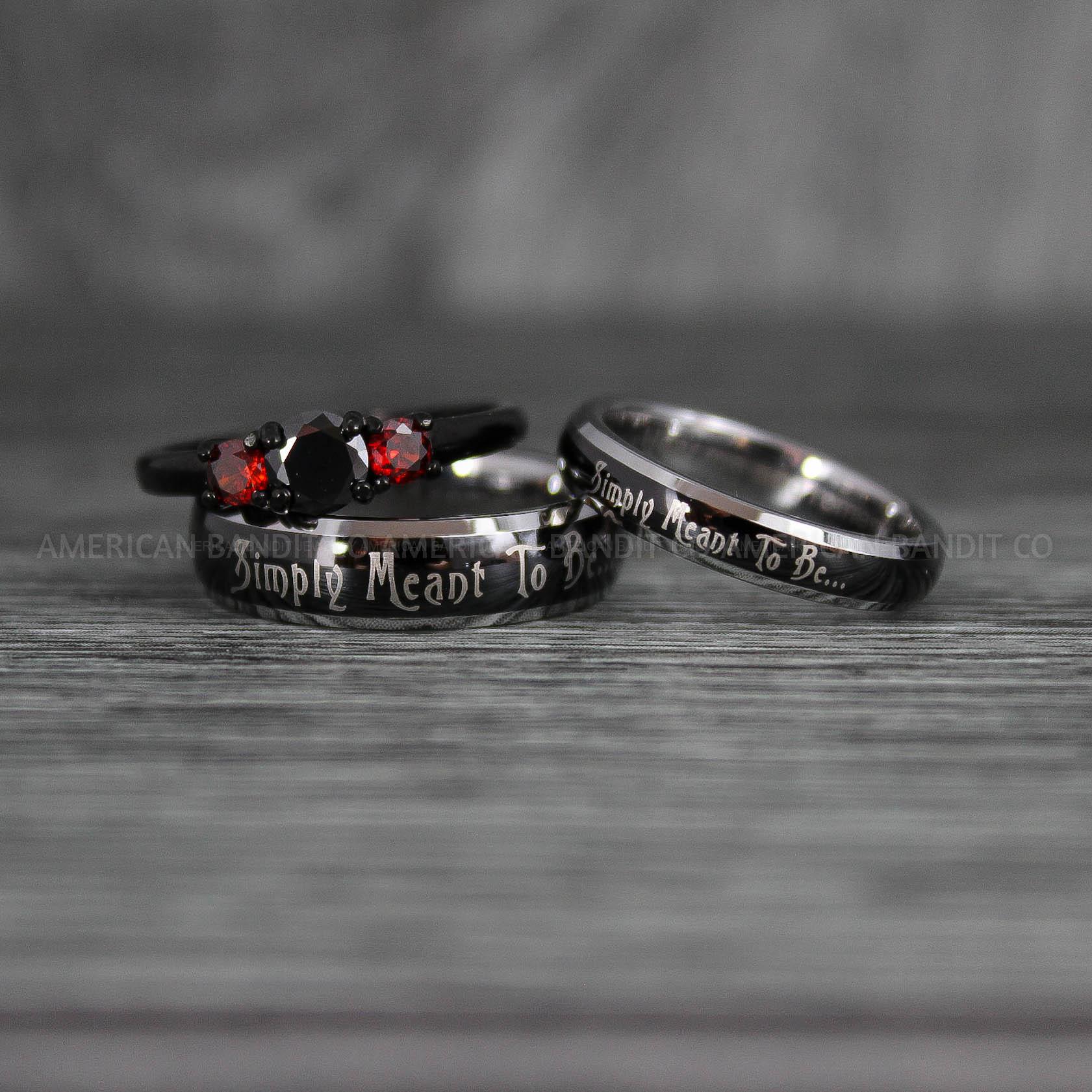 IMG_7371 Simply Meant To Be Rings, Black Wedding Bands, Black Wedding Rings, Couple Rings, Couple Jewelry, His and Her Rings, Matching Rings, Couple Wedding Rings, Couple Jewelry - Image 1